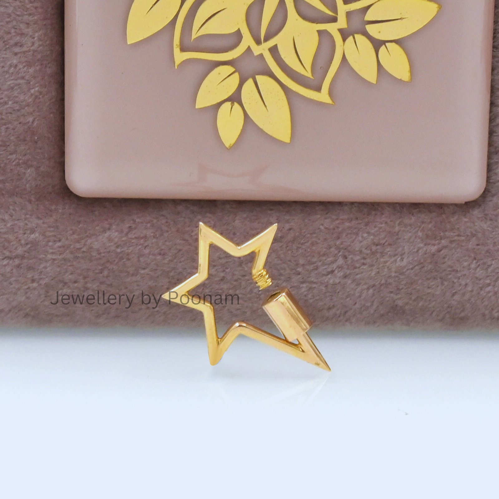 9K/14K Yellow Gold Star Carabiner Necklace Lock Clasp – Designer Pendant Clasp - View 2 - Jewelry By Poonam | SKU: PJC20-9KYG 9K/14K Yellow Gold Star Carabiner Necklace Lock Clasp – Designer Pendant Clasp - View 2 - Jewelry By Poonam | SKU: PJC20-9KYG
