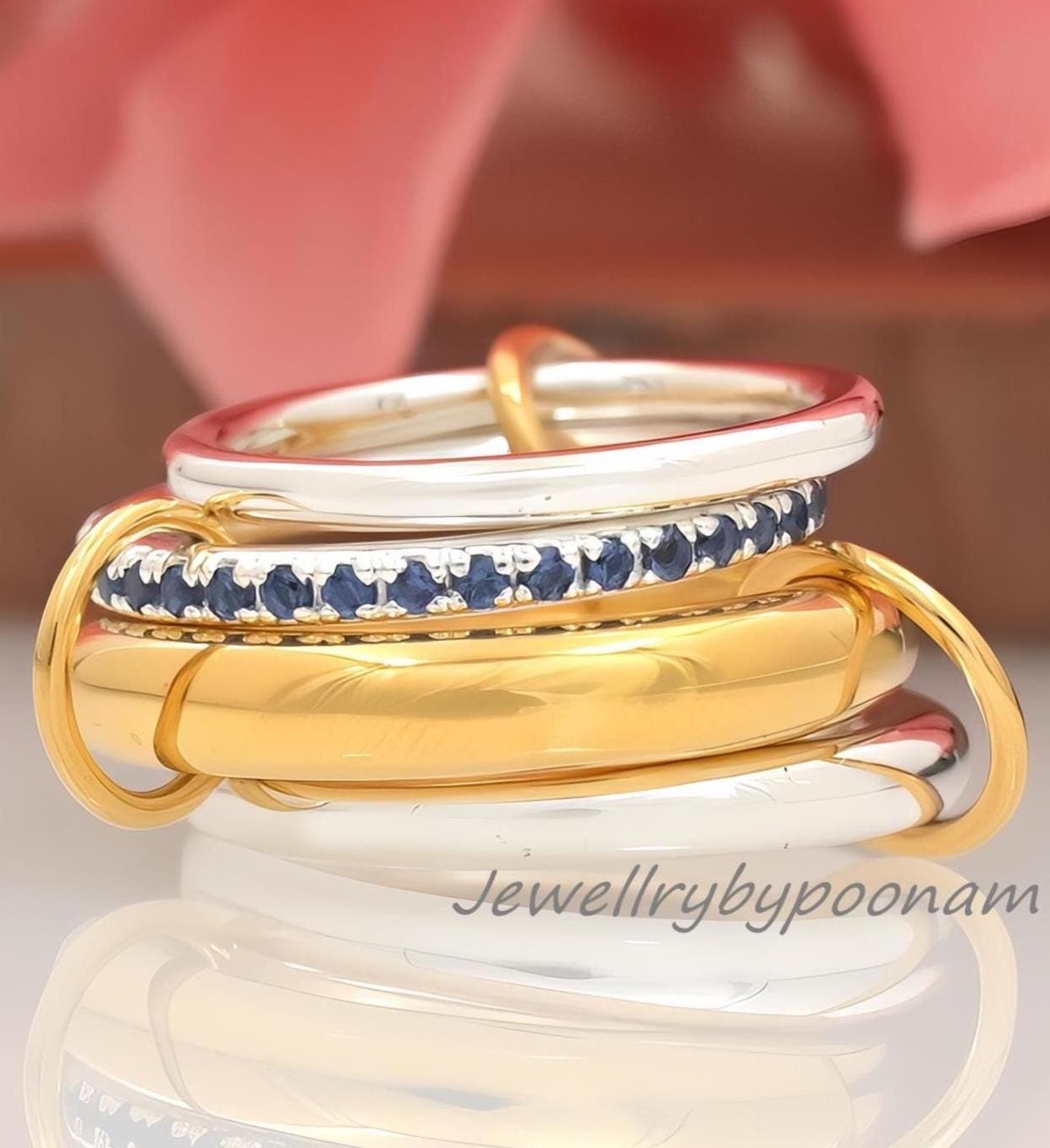 9k gold Multi-Link Connector Ring; Chunky Interlocking Statement Ring - Jewelry By Poonam | SKU: PJR736-SLYGNSRGCZ-US-8 2/202 9k gold Multi-Link Connector Ring; Chunky Interlocking Statement Ring - Jewelry By Poonam | SKU: PJR736-SLYGNSRGCZ-US-8 2/202