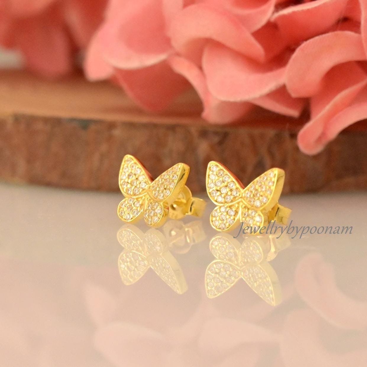 Butterfly Cubic Zirconia Stud Earrings – 9k/14k Gold, 925 Silver - Jewelry By Poonam | SKU: PJE1793-SLNSCZ-12M 2/2026 Butterfly Cubic Zirconia Stud Earrings – 9k/14k Gold, 925 Silver - Jewelry By Poonam | SKU: PJE1793-SLNSCZ-12M 2/2026