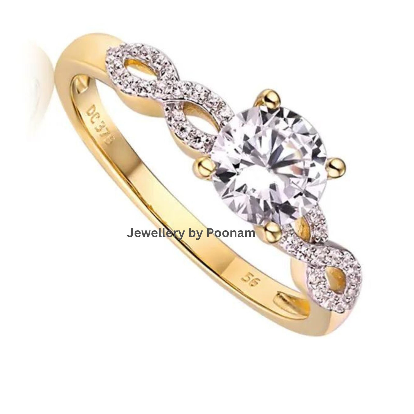 Custom Engagement Wedding Gift 925 Gold Heart Bow Solitaire Diamond Ring For Women'S - Jewelry By Poonam | SKU: R-1045 Custom Engagement Wedding Gift 925 Gold Heart Bow Solitaire Diamond Ring For Women'S - Jewelry By Poonam | SKU: R-1045