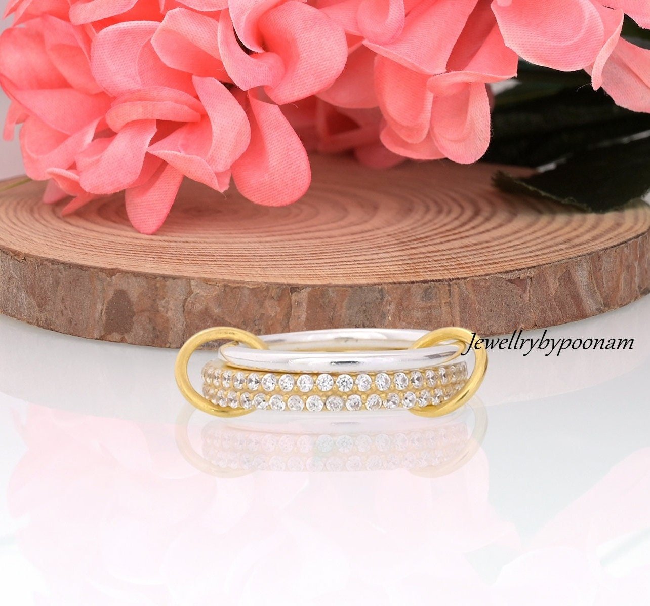 Diamond Connector Ring, Sterling Silver Multi-Band Ring Set - Jewelry By Poonam | SKU: PJR2194-SLYGNSWT-US-6 1/2 2/26 Diamond Connector Ring, Sterling Silver Multi-Band Ring Set - Jewelry By Poonam | SKU: PJR2194-SLYGNSWT-US-6 1/2 2/26