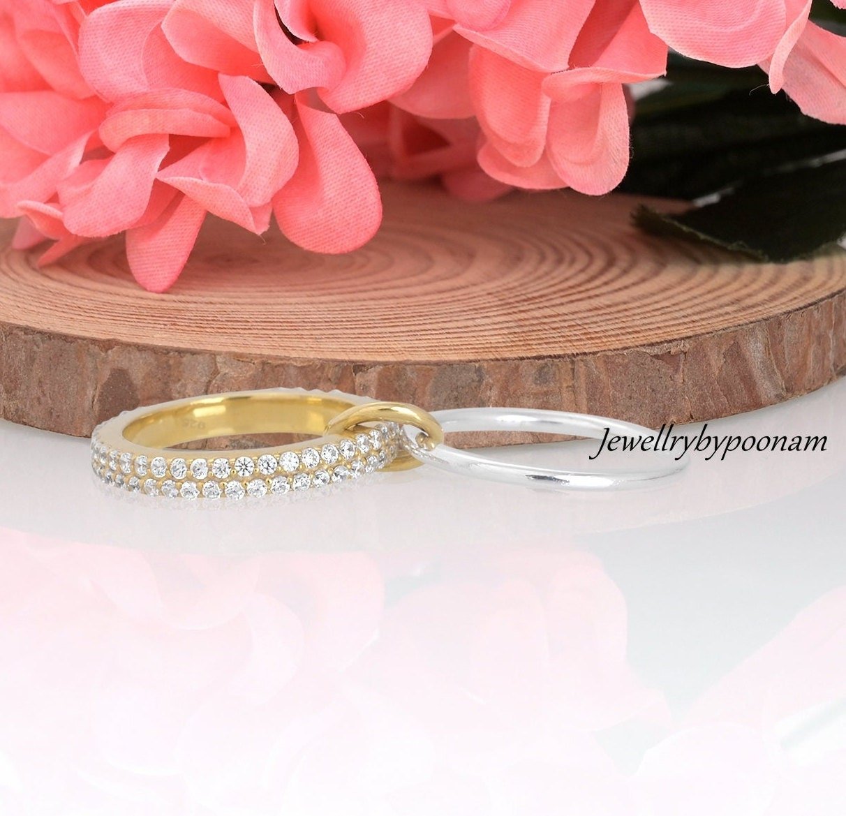 Diamond Connector Ring, Sterling Silver Multi-Band Ring Set - View 2 - Jewelry By Poonam | SKU: PJR2194-SLYGNSWT-US-6 1/2 2/ Diamond Connector Ring, Sterling Silver Multi-Band Ring Set - View 2 - Jewelry By Poonam | SKU: PJR2194-SLYGNSWT-US-6 1/2 2/