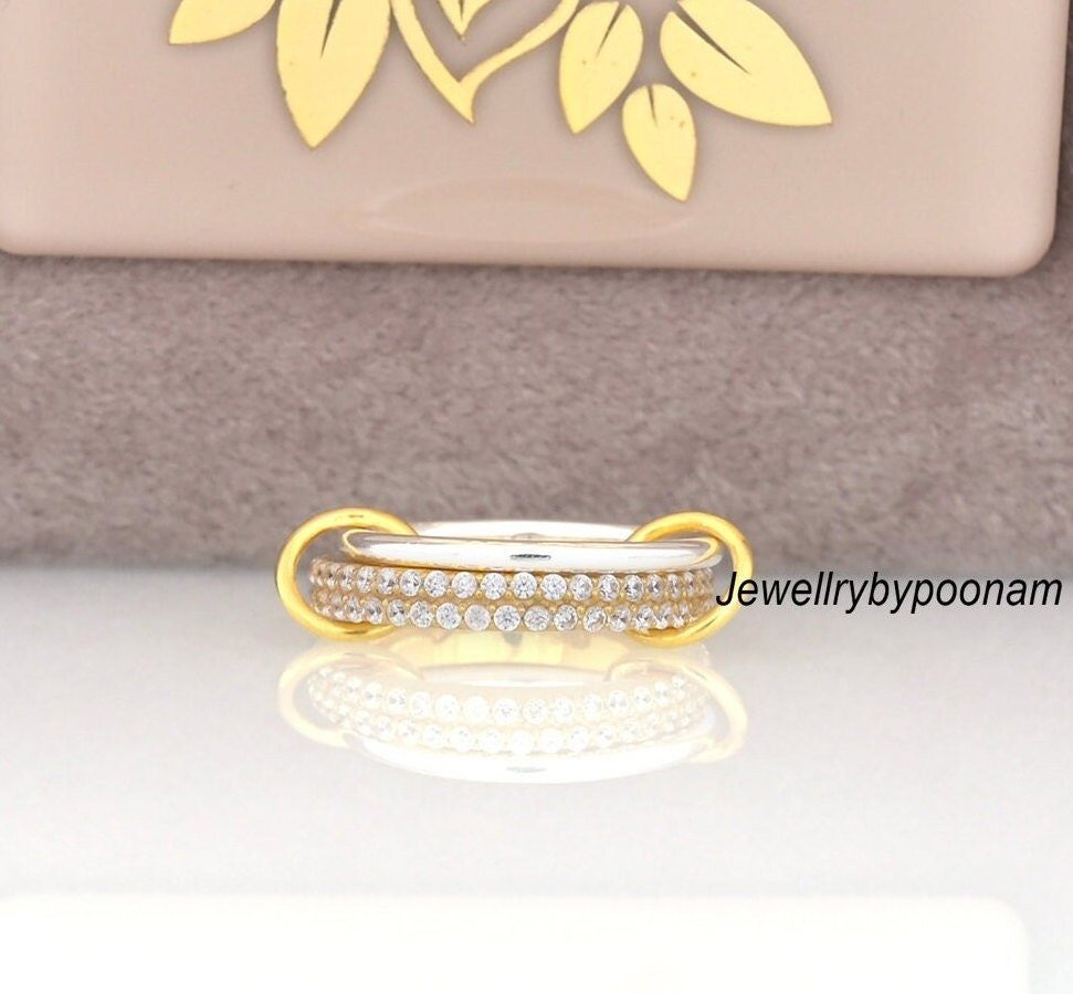 Diamond Connector Ring, Sterling Silver Multi-Band Ring Set - View 3 - Jewelry By Poonam | SKU: PJR2194-SLYGNSWT-US-6 1/2 2/ Diamond Connector Ring, Sterling Silver Multi-Band Ring Set - View 3 - Jewelry By Poonam | SKU: PJR2194-SLYGNSWT-US-6 1/2 2/