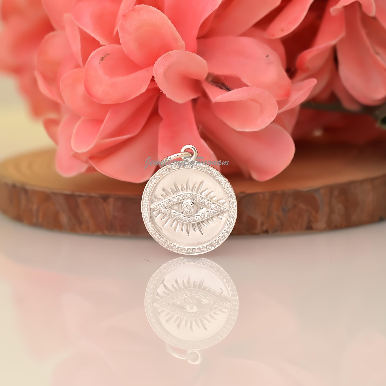 Diamond Evil Eye Pendant: 925 Sterling Silver Charm, 14k Gold Detail - Jewelry By Poonam | SKU: PJP4836-SLYGMN-30M 2/26 Diamond Evil Eye Pendant: 925 Sterling Silver Charm, 14k Gold Detail - Jewelry By Poonam | SKU: PJP4836-SLYGMN-30M 2/26