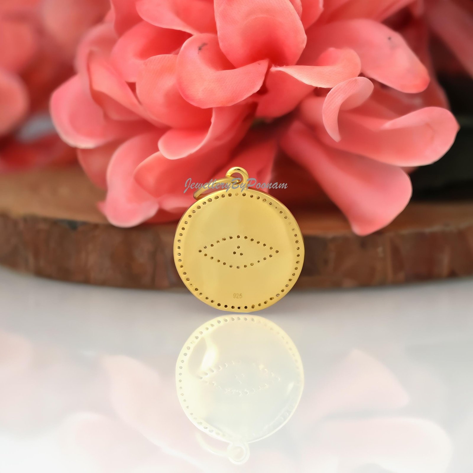 Diamond Evil Eye Pendant: 925 Sterling Silver Charm, 14k Gold Detail - View 4 - Jewelry By Poonam | SKU: PJP4836-SLYGMN-30M 2 Diamond Evil Eye Pendant: 925 Sterling Silver Charm, 14k Gold Detail - View 4 - Jewelry By Poonam | SKU: PJP4836-SLYGMN-30M 2