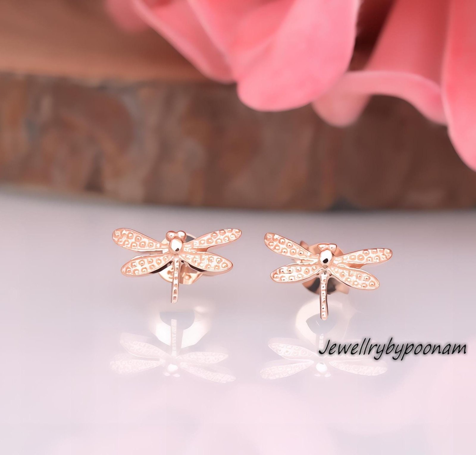 Dragonfly Stud Earrings – 9K Gold or Sterling Silver, Dainty Nature Jewelry - View 3 - Jewelry By Poonam | SKU: PJE1724-SLYG- Dragonfly Stud Earrings – 9K Gold or Sterling Silver, Dainty Nature Jewelry - View 3 - Jewelry By Poonam | SKU: PJE1724-SLYG-