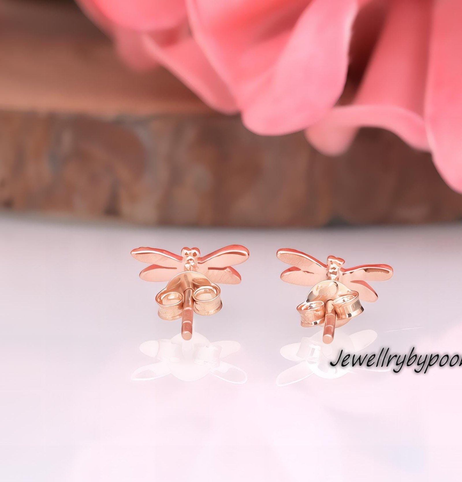 Dragonfly Stud Earrings – 9K Gold or Sterling Silver, Dainty Nature Jewelry - View 4 - Jewelry By Poonam | SKU: PJE1724-SLYG- Dragonfly Stud Earrings – 9K Gold or Sterling Silver, Dainty Nature Jewelry - View 4 - Jewelry By Poonam | SKU: PJE1724-SLYG-