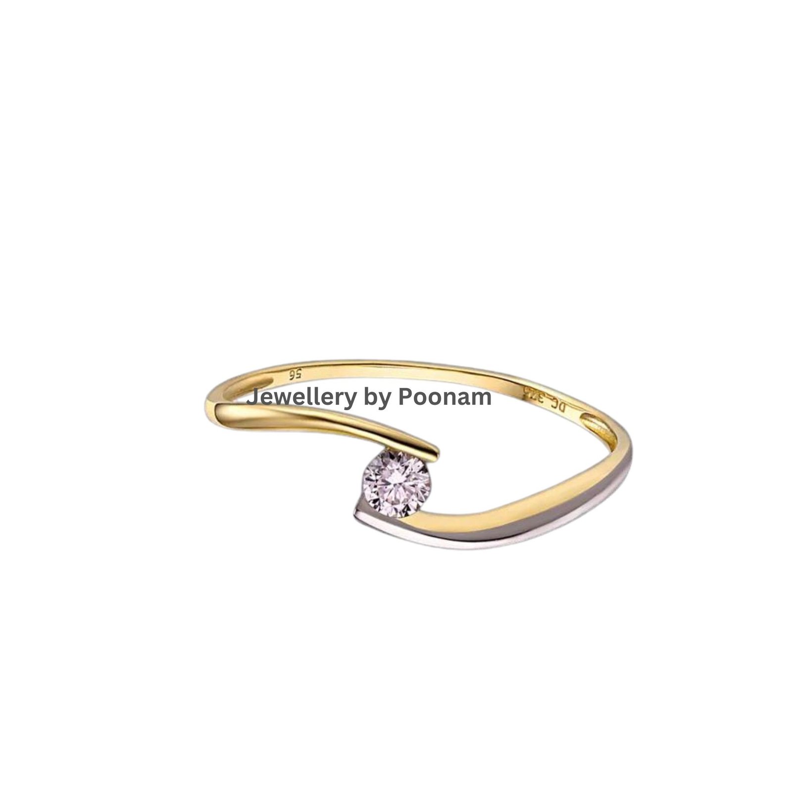 Elegant Moissanite Eternity Engagement Ring – 925 Gold Plated Sterling Silver Wedding & Promise Ring - View 2 - Jewelry By Po Elegant Moissanite Eternity Engagement Ring – 925 Gold Plated Sterling Silver Wedding & Promise Ring - View 2 - Jewelry By Po