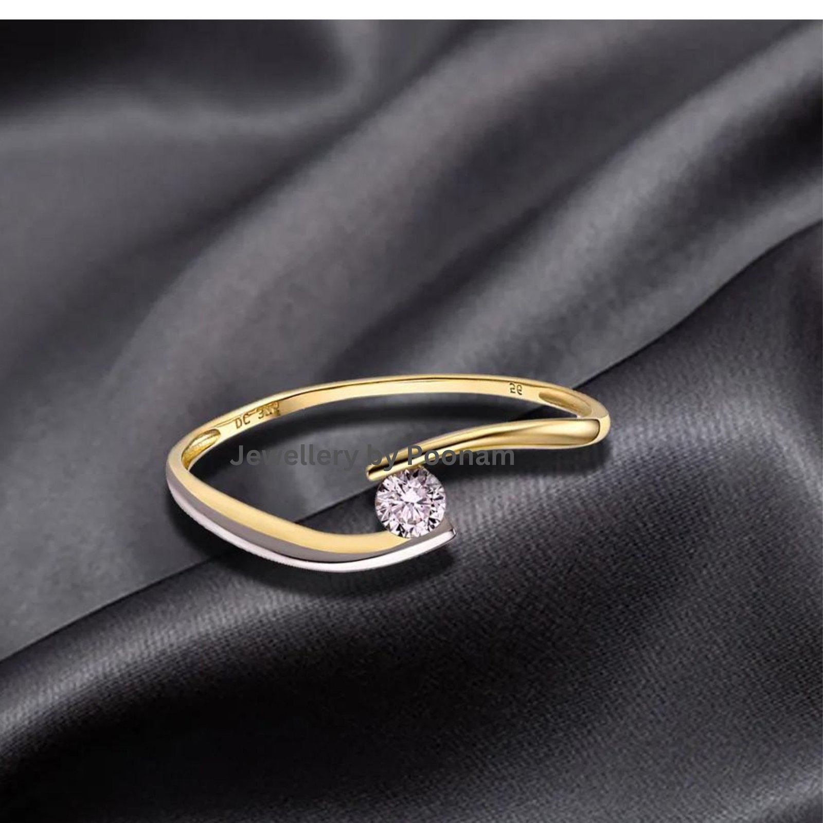 Elegant Moissanite Eternity Engagement Ring – 925 Gold Plated Sterling Silver Wedding & Promise Ring - View 3 - Jewelry By Po Elegant Moissanite Eternity Engagement Ring – 925 Gold Plated Sterling Silver Wedding & Promise Ring - View 3 - Jewelry By Po