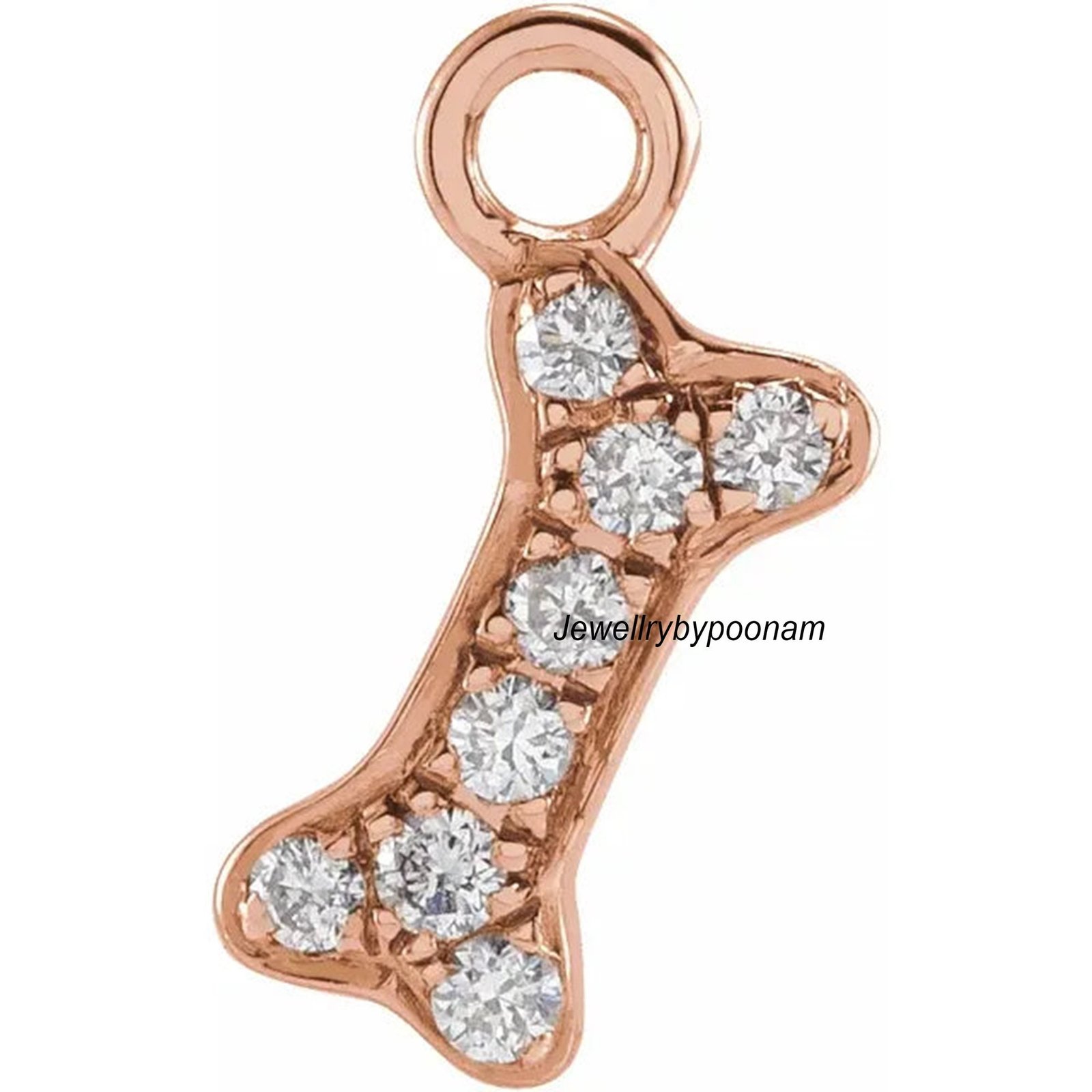 Gold Dog Bone Charm Pendant: Sterling Silver CZ Jewelry - View 2 - Jewelry By Poonam | SKU: PJP- Gold Dog Bone Charm Pendant: Sterling Silver CZ Jewelry - View 2 - Jewelry By Poonam | SKU: PJP-