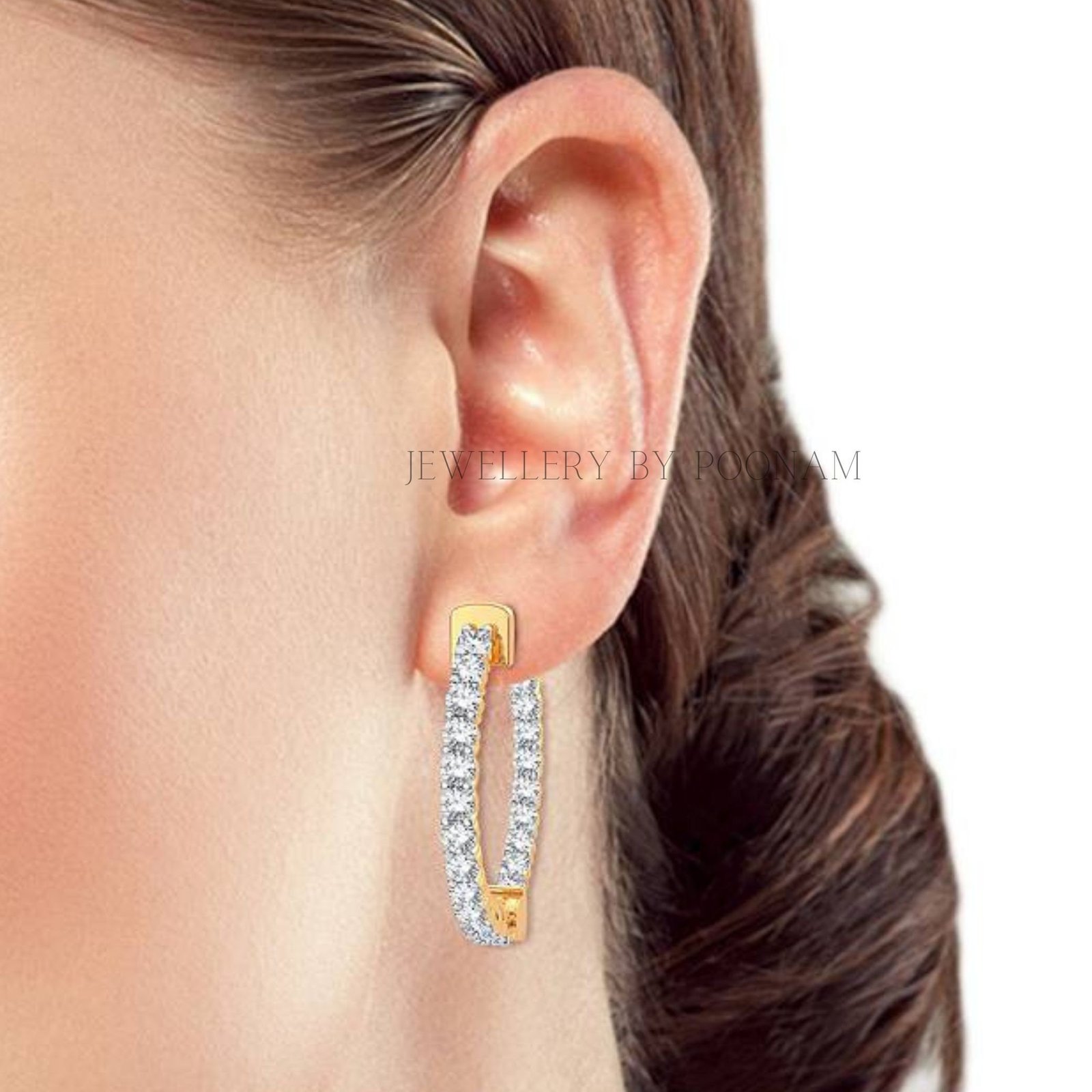 Gold Hoop Earrings, Dainty Hoop Earrings, Hoop Earrings, sterling silver hoops - View 5 - Jewelry By Poonam | SKU: PJE1345- Gold Hoop Earrings, Dainty Hoop Earrings, Hoop Earrings, sterling silver hoops - View 5 - Jewelry By Poonam | SKU: PJE1345-