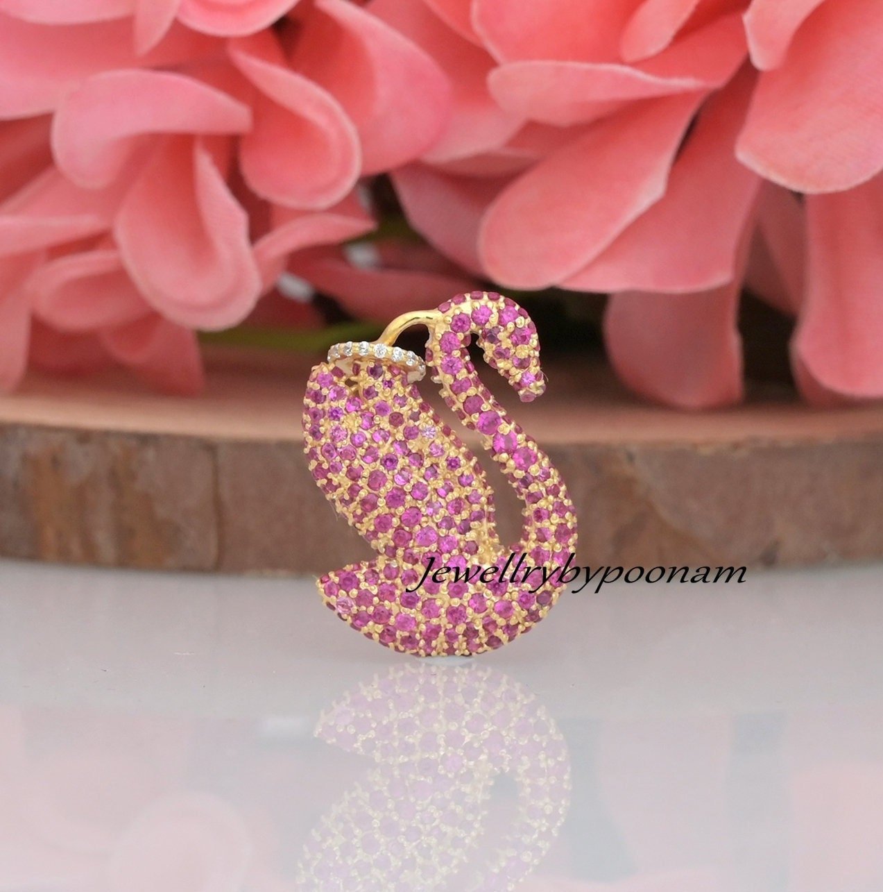 Gold-Plated Sterling Silver Swan Pendant: Pink CZ Diamond, 25MM - Jewelry By Poonam | SKU: PJMJP3375-SLNSCZRCZ-25M 2/2026 Gold-Plated Sterling Silver Swan Pendant: Pink CZ Diamond, 25MM - Jewelry By Poonam | SKU: PJMJP3375-SLNSCZRCZ-25M 2/2026