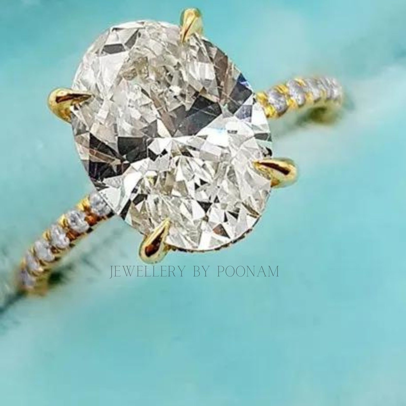 Oval Cut Simulated Diamond Engagement Ring – Sterling Silver White Gold Plated Bridal Ring - View 7 - Jewelry By Poonam | SKU Oval Cut Simulated Diamond Engagement Ring – Sterling Silver White Gold Plated Bridal Ring - View 7 - Jewelry By Poonam | SKU