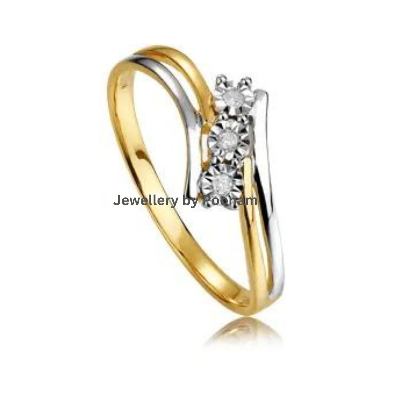 Oval Moissanite Engagement Ring: 14K Gold Diamond Cluster Bridal Ring - View 2 - Jewelry By Poonam | SKU: R-1043 Oval Moissanite Engagement Ring: 14K Gold Diamond Cluster Bridal Ring - View 2 - Jewelry By Poonam | SKU: R-1043