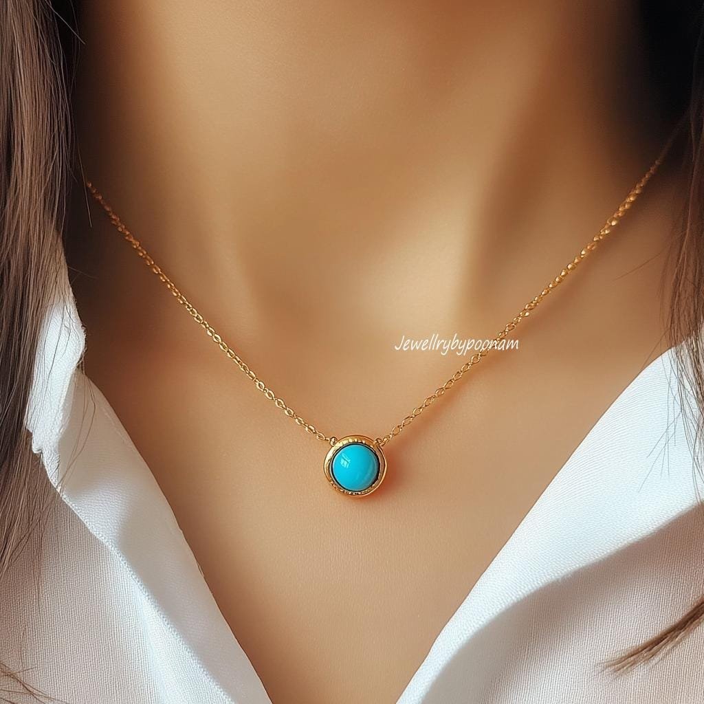 Round Turquoise Necklace 14k Gold, Blue Turquoise Necklace, Turquoise Pendant Necklace, Lapic Round Pendant, Gemstone Round N Round Turquoise Necklace 14k Gold, Blue Turquoise Necklace, Turquoise Pendant Necklace, Lapic Round Pendant, Gemstone Round N