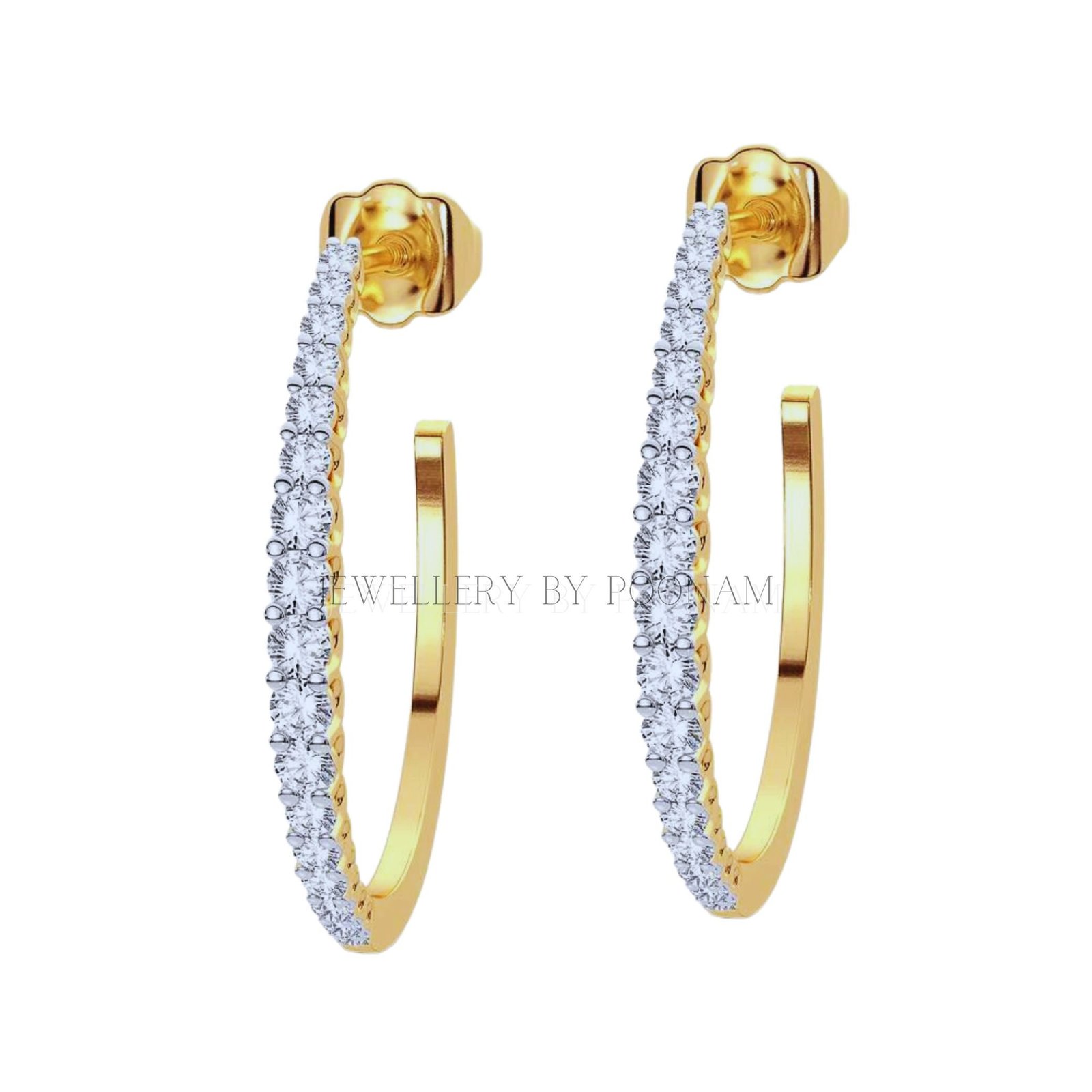 Solid Gold Moissanite Huggie Hoop Earrings | Dainty Everyday Jewelry - Jewelry By Poonam | SKU: PJE1490 2/26 Solid Gold Moissanite Huggie Hoop Earrings | Dainty Everyday Jewelry - Jewelry By Poonam | SKU: PJE1490 2/26