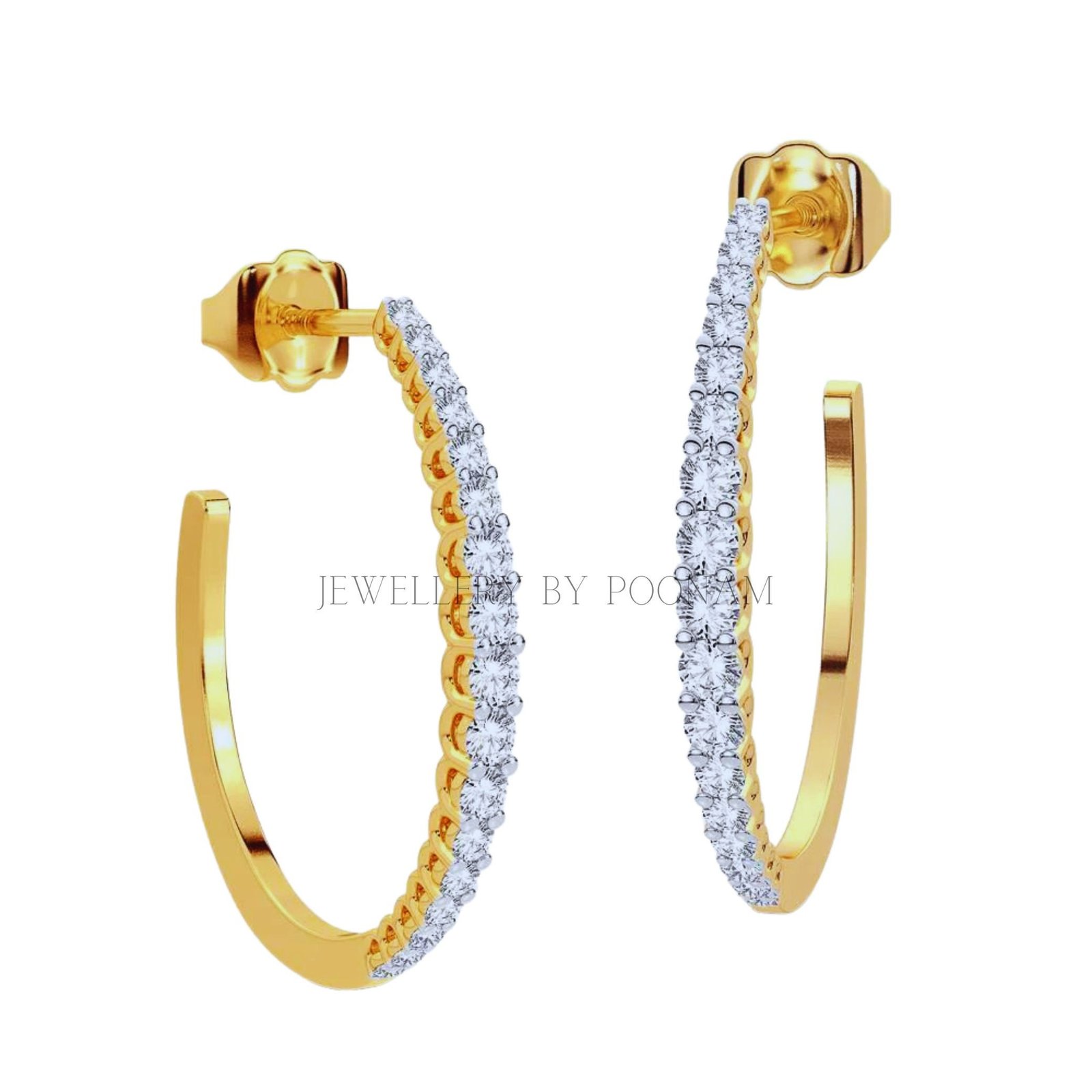 Solid Gold Moissanite Huggie Hoop Earrings | Dainty Everyday Jewelry - View 2 - Jewelry By Poonam | SKU: PJE1490 2/26 Solid Gold Moissanite Huggie Hoop Earrings | Dainty Everyday Jewelry - View 2 - Jewelry By Poonam | SKU: PJE1490 2/26