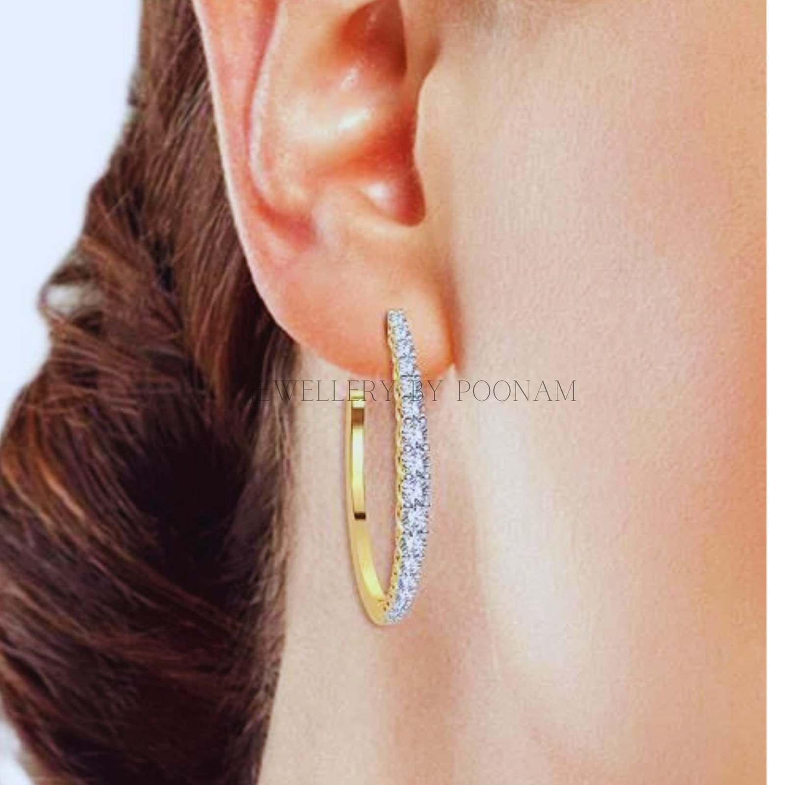 Solid Gold Moissanite Huggie Hoop Earrings | Dainty Everyday Jewelry - View 3 - Jewelry By Poonam | SKU: PJE1490 2/26 Solid Gold Moissanite Huggie Hoop Earrings | Dainty Everyday Jewelry - View 3 - Jewelry By Poonam | SKU: PJE1490 2/26