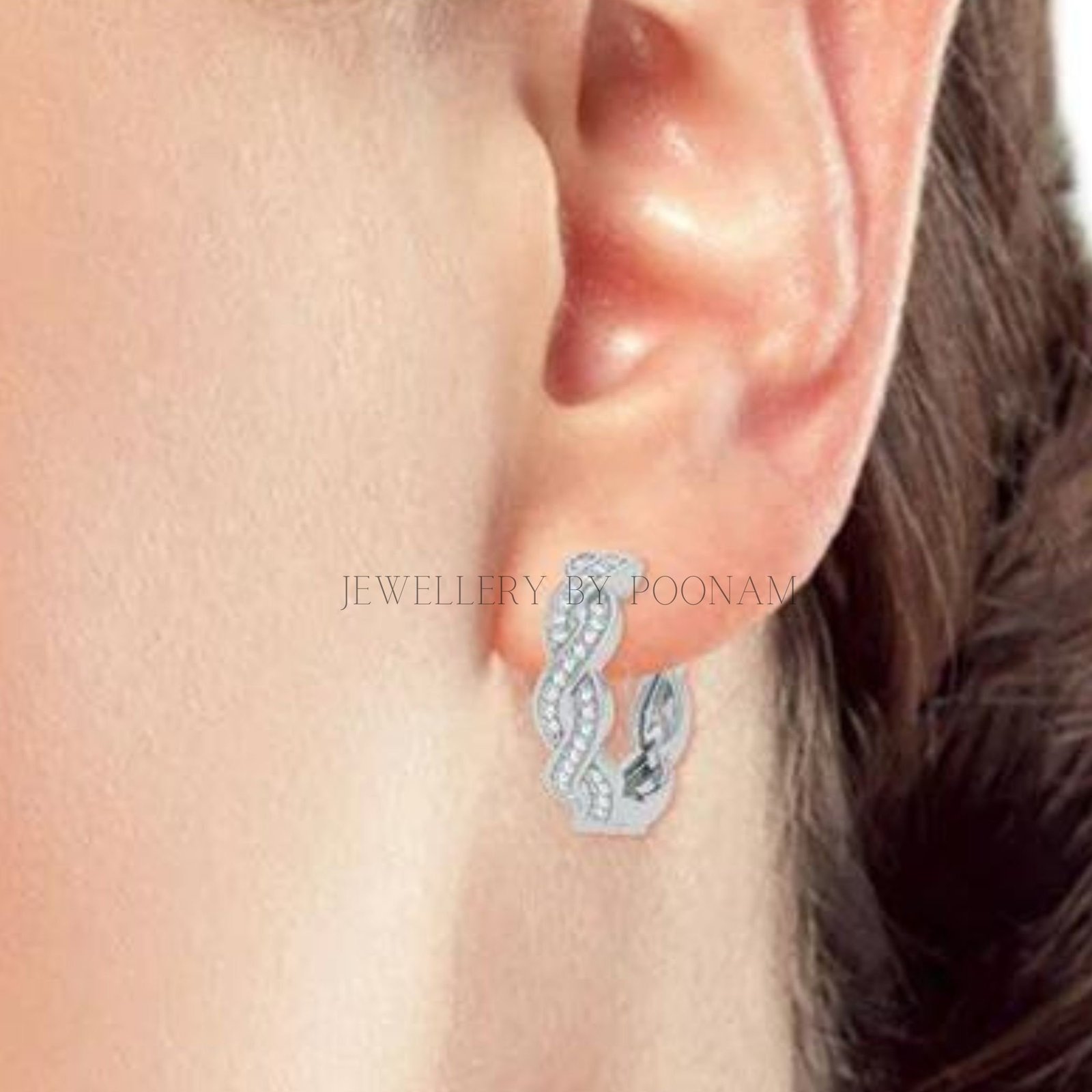 Sterling Silver Moissanite Hoop Earrings, Small hoop earrings, mini silver hoops, huggie earrings - Jewelry By Poonam | SKU: Sterling Silver Moissanite Hoop Earrings, Small hoop earrings, mini silver hoops, huggie earrings - Jewelry By Poonam | SKU: