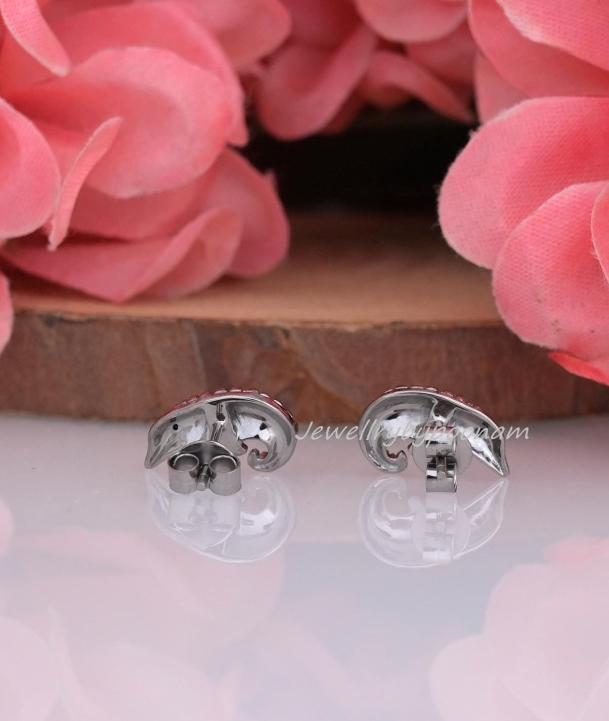 Sterling Silver Pangolin Stud Earrings, Dainty Wildlife Animal Jewelry - View 4 - Jewelry By Poonam | SKU: PJE1714-SLRHBS-10M Sterling Silver Pangolin Stud Earrings, Dainty Wildlife Animal Jewelry - View 4 - Jewelry By Poonam | SKU: PJE1714-SLRHBS-10M