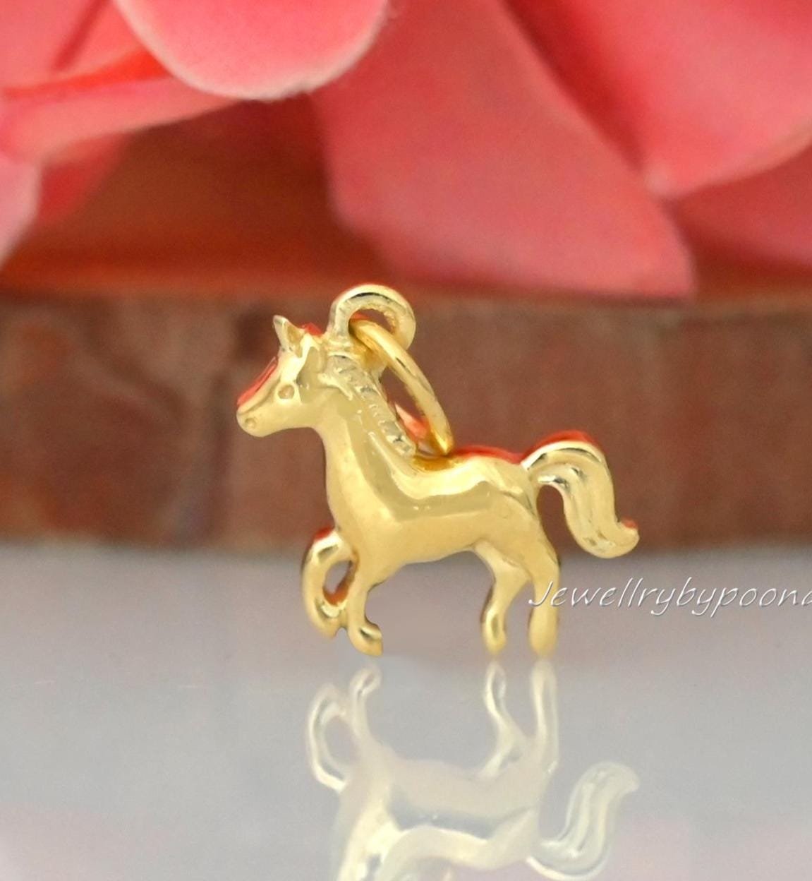 Sterling Silver Rocking Horse Pendant: Dainty Initial Charm - Jewelry By Poonam | SKU: PJP4820-SLYG-20M 2/26 Sterling Silver Rocking Horse Pendant: Dainty Initial Charm - Jewelry By Poonam | SKU: PJP4820-SLYG-20M 2/26