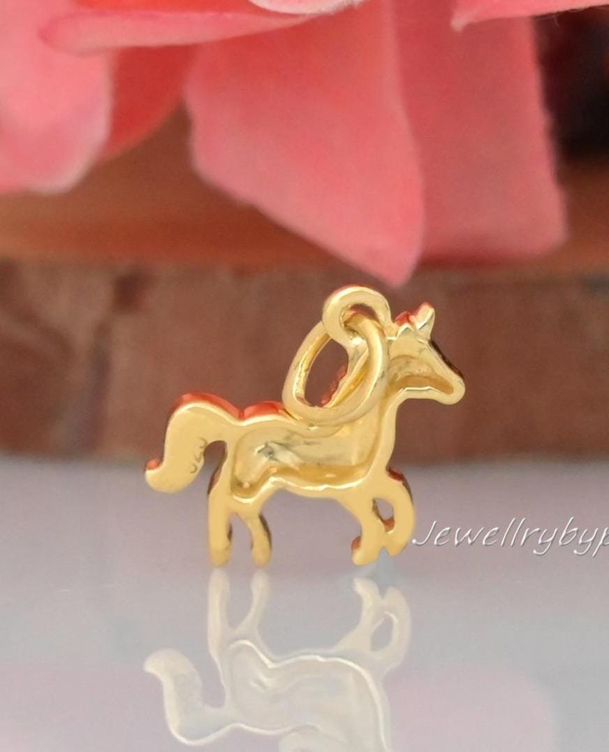 Sterling Silver Rocking Horse Pendant: Dainty Initial Charm - View 2 - Jewelry By Poonam | SKU: PJP4820-SLYG-20M 2/26 Sterling Silver Rocking Horse Pendant: Dainty Initial Charm - View 2 - Jewelry By Poonam | SKU: PJP4820-SLYG-20M 2/26