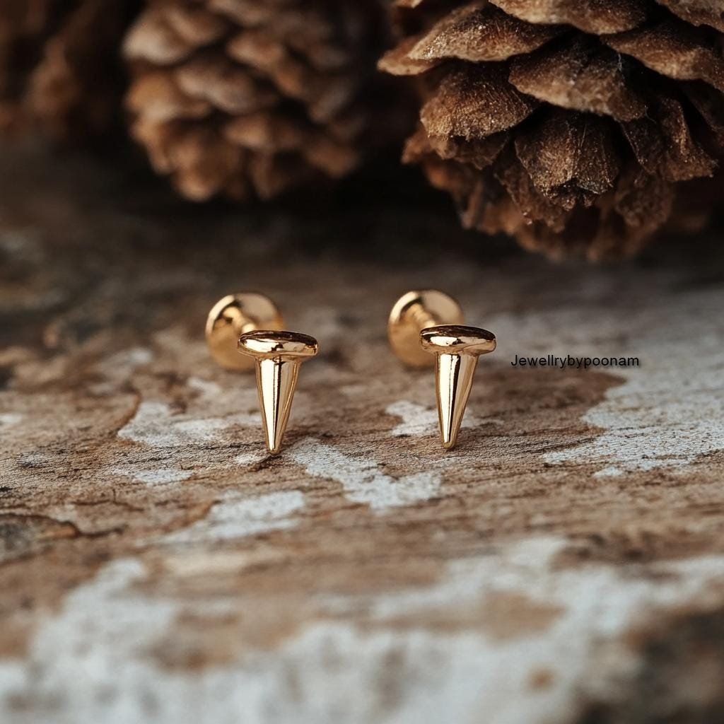 Tiny Dagger Stud Earrings in 925 Sterling Silver — Handmade Dagger Jewelry - Jewelry By Poonam | SKU: PJE- Tiny Dagger Stud Earrings in 925 Sterling Silver — Handmade Dagger Jewelry - Jewelry By Poonam | SKU: PJE-