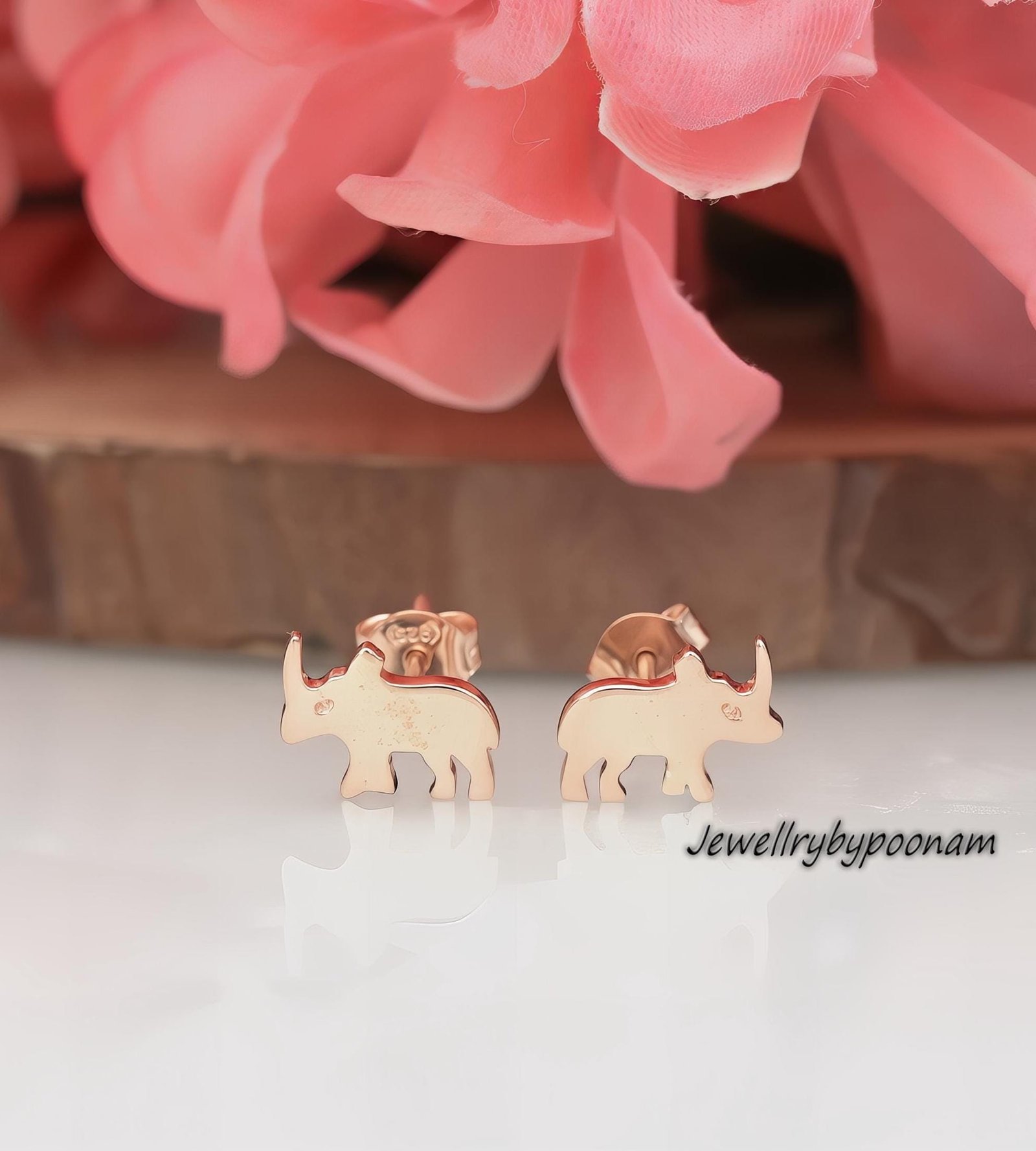 Tiny Rhino Stud Earrings in 925 Sterling Silver — Handmade Rhinoceros Earrings - Jewelry By Poonam | SKU: PJE1693-SLRG-10M 2/ Tiny Rhino Stud Earrings in 925 Sterling Silver — Handmade Rhinoceros Earrings - Jewelry By Poonam | SKU: PJE1693-SLRG-10M 2/