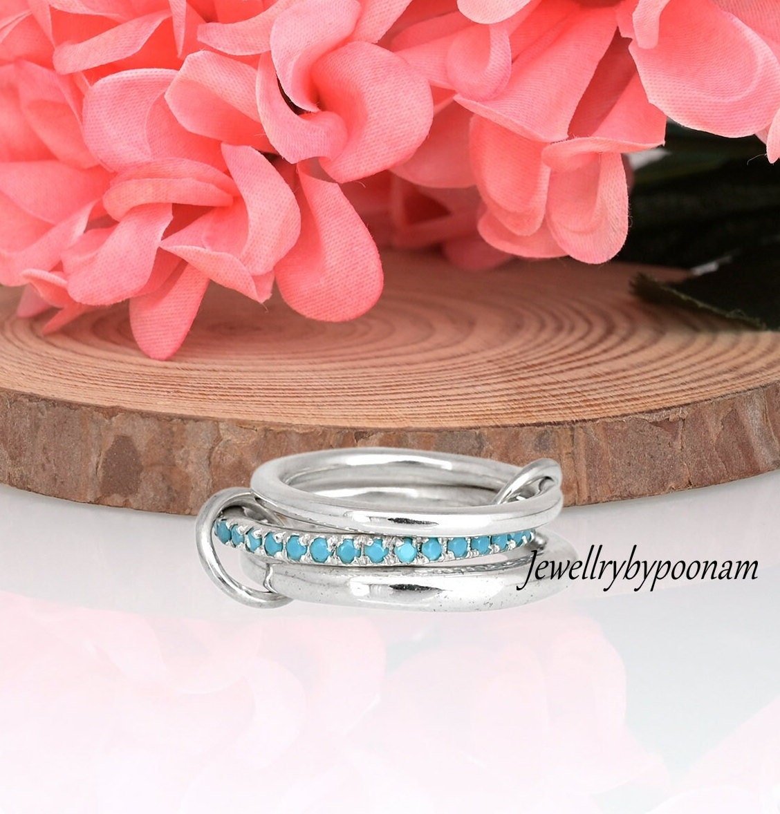 Topaz Sterling Silver Multi-Band Ring, CZ Connector - Jewelry By Poonam | SKU: PJR15- 2/26 Topaz Sterling Silver Multi-Band Ring, CZ Connector - Jewelry By Poonam | SKU: PJR15- 2/26
