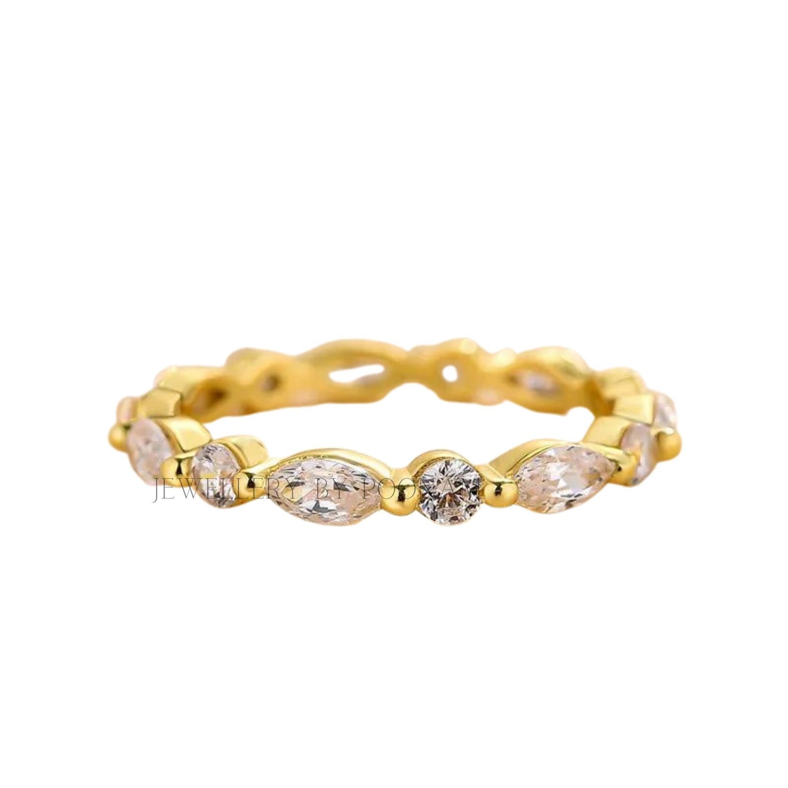 Yellow Gold Emerald Cut Moissanite 3PC Wedding Set - Sterling Silver Bridal Jewelry - View 4 - Jewelry By Poonam | SKU: R-120 Yellow Gold Emerald Cut Moissanite 3PC Wedding Set - Sterling Silver Bridal Jewelry - View 4 - Jewelry By Poonam | SKU: R-120