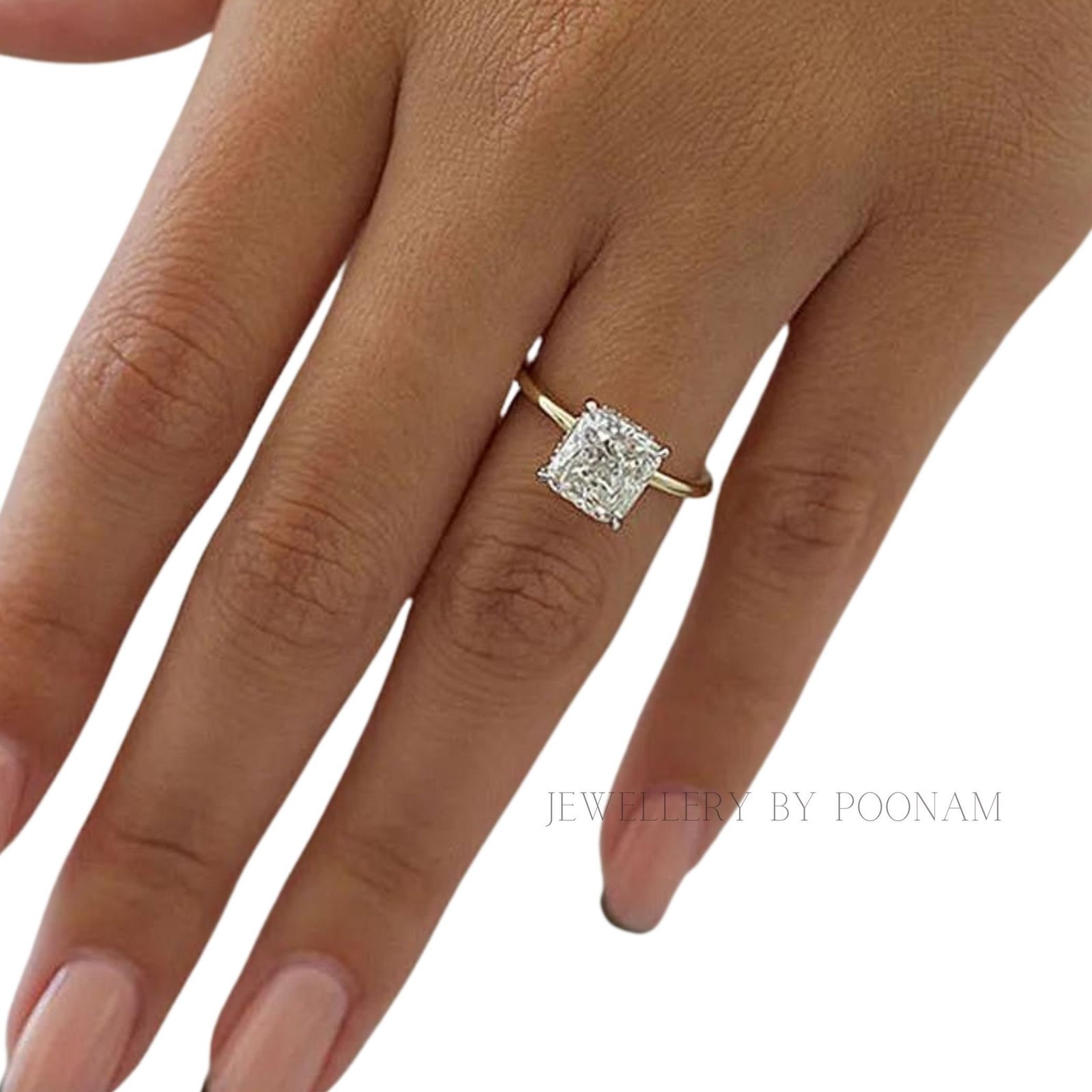 Yellow Gold Princess Cut Engagement Ring for Women in Sterling Silver - Affordable Elegance - Jewelry By Poonam | SKU: PJR323 Yellow Gold Princess Cut Engagement Ring for Women in Sterling Silver - Affordable Elegance - Jewelry By Poonam | SKU: PJR323