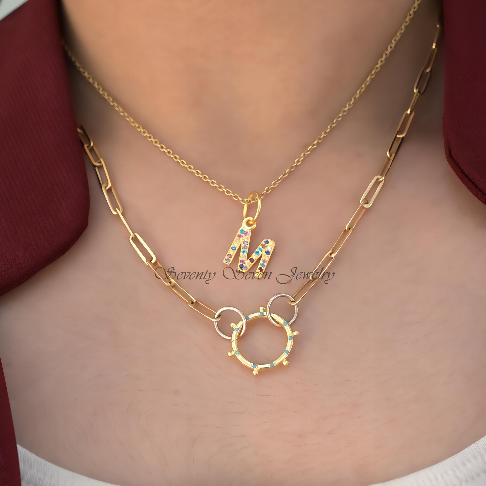 14k Gold Charm Enhancer: Round Wire, Gemstone Holder (15 MM) - View 2 - Seventy Seven Jewelry | SKU: SSMJP966-SLYGDI-15M-2026 14k Gold Charm Enhancer: Round Wire, Gemstone Holder (15 MM) - View 2 - Seventy Seven Jewelry | SKU: SSMJP966-SLYGDI-15M-2026