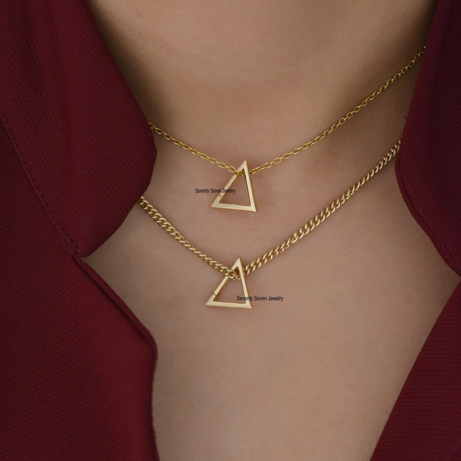 14K Gold Charm Holder Enhancer: Geometric Lock - Seventy Seven Jewelry | SKU: SSMJH450-14KYG-2026 14K Gold Charm Holder Enhancer: Geometric Lock - Seventy Seven Jewelry | SKU: SSMJH450-14KYG-2026