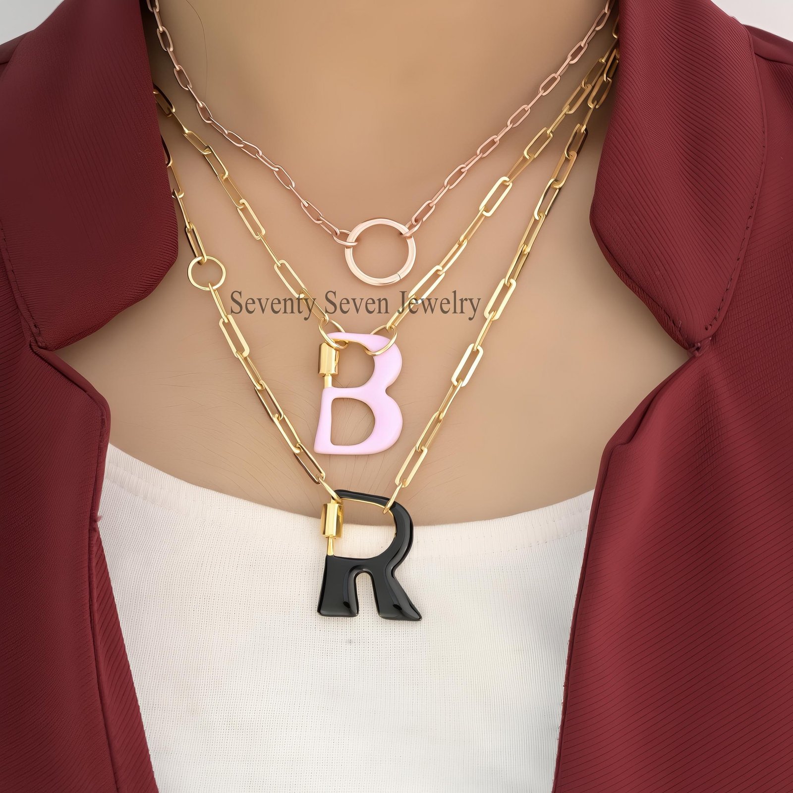 14K Gold Circle Charm Holder Pendant, Push Lock - View 2 - Seventy Seven Jewelry | SKU: SSMJH447-14KYG-2026 14K Gold Circle Charm Holder Pendant, Push Lock - View 2 - Seventy Seven Jewelry | SKU: SSMJH447-14KYG-2026