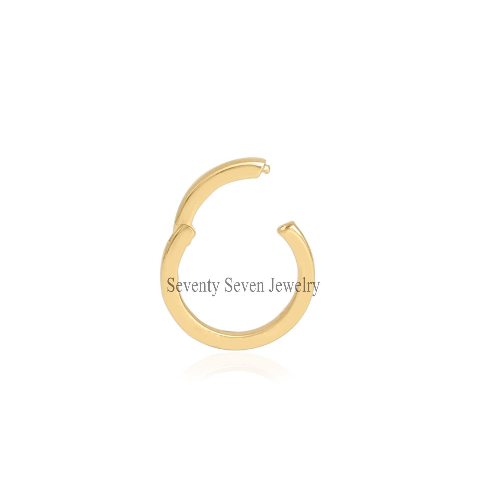 14K Gold Circle Charm Holder Pendant, Push Lock - View 4 - Seventy Seven Jewelry | SKU: SSMJH447-14KYG-2026 14K Gold Circle Charm Holder Pendant, Push Lock - View 4 - Seventy Seven Jewelry | SKU: SSMJH447-14KYG-2026