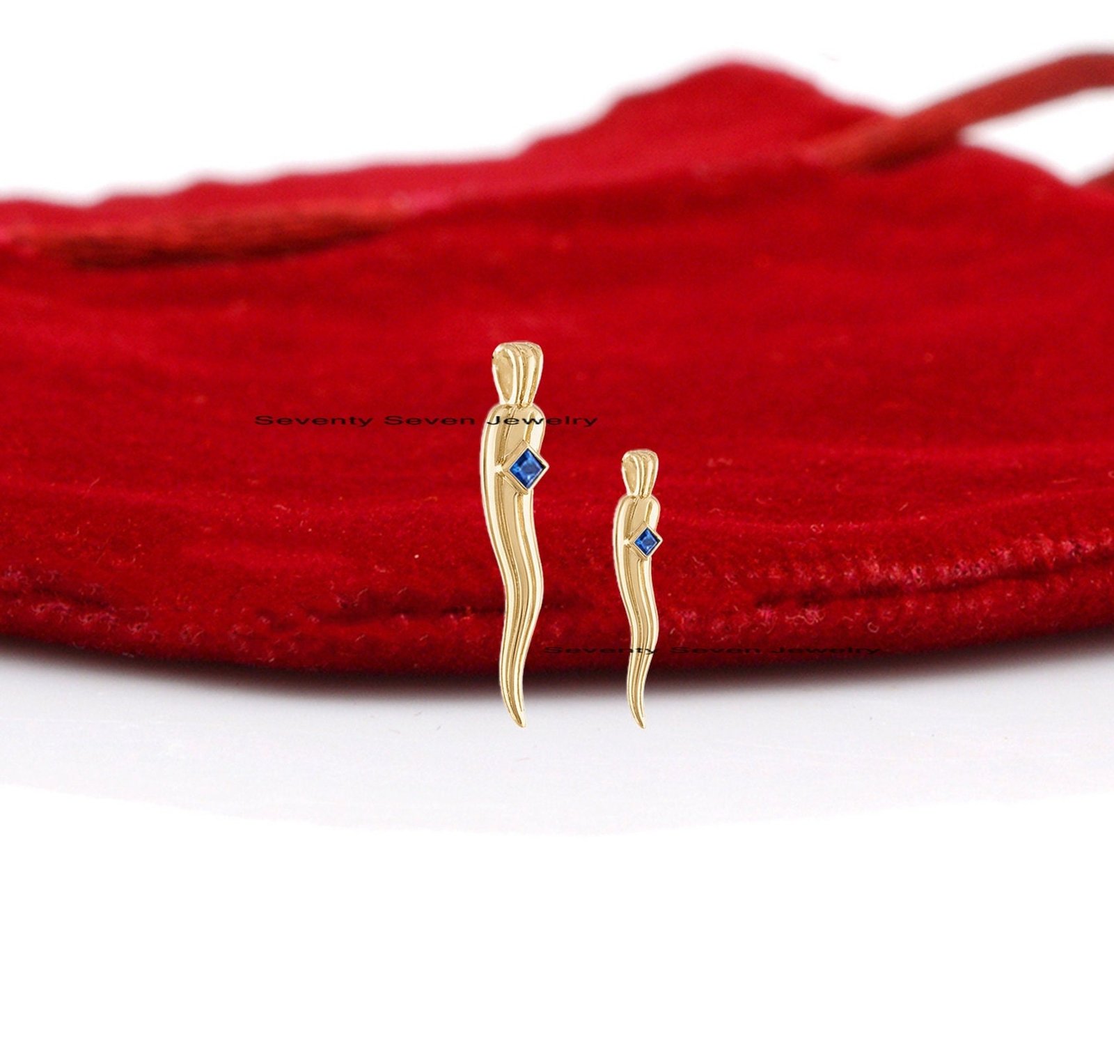 14k Gold Cornicello Horn Pendant: Italian Diamond Amulet - View 3 - Seventy Seven Jewelry | SKU: SSMJP1336-14KYGDI-2026 14k Gold Cornicello Horn Pendant: Italian Diamond Amulet - View 3 - Seventy Seven Jewelry | SKU: SSMJP1336-14KYGDI-2026