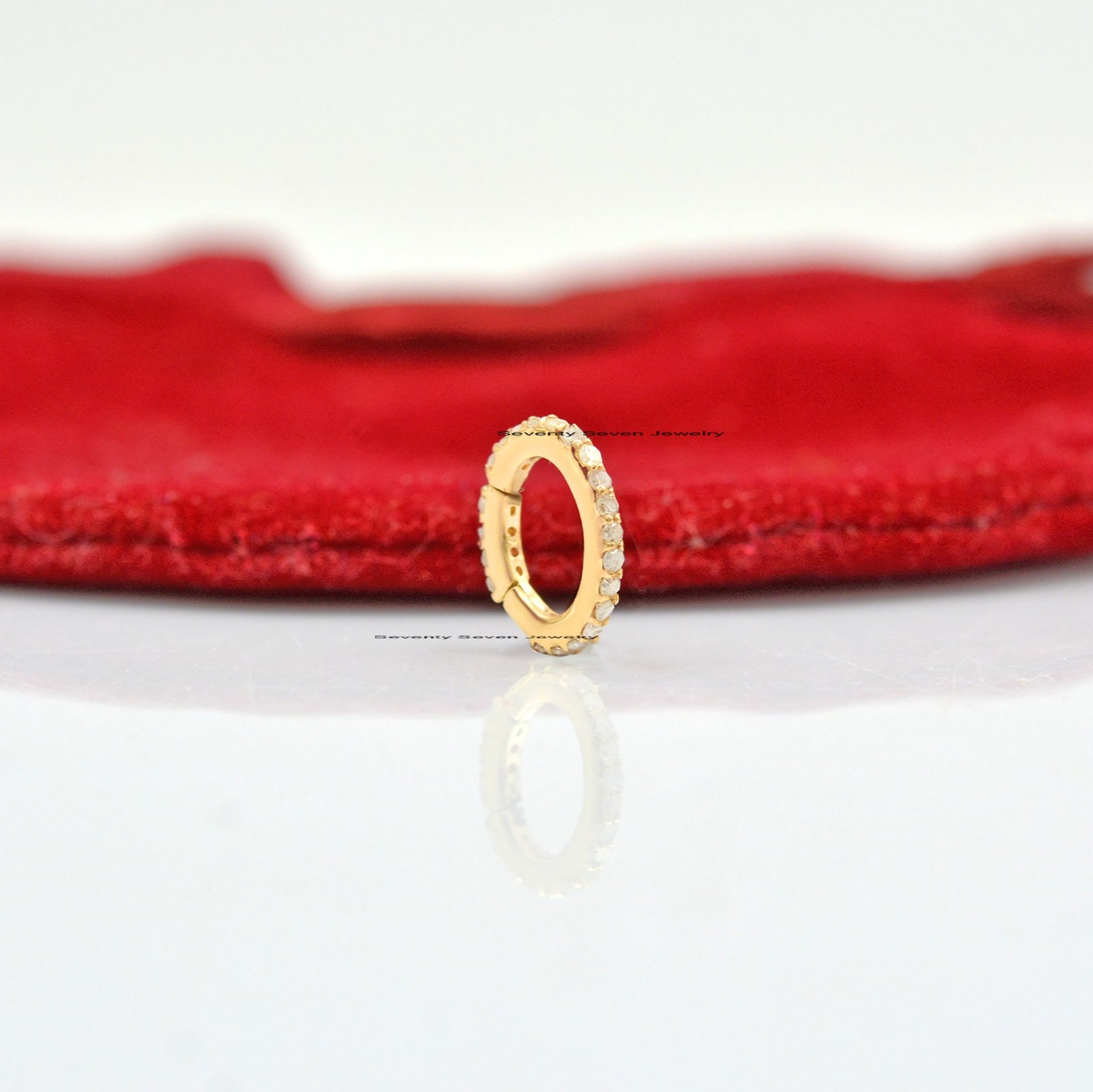 14k Gold Diamond Charm Enhancer, Oval Connector Lock - View 4 - Seventy Seven Jewelry | SKU: SSMJH126-14KYGTS,SSMJH126-14KYGY 14k Gold Diamond Charm Enhancer, Oval Connector Lock - View 4 - Seventy Seven Jewelry | SKU: SSMJH126-14KYGTS,SSMJH126-14KYGY