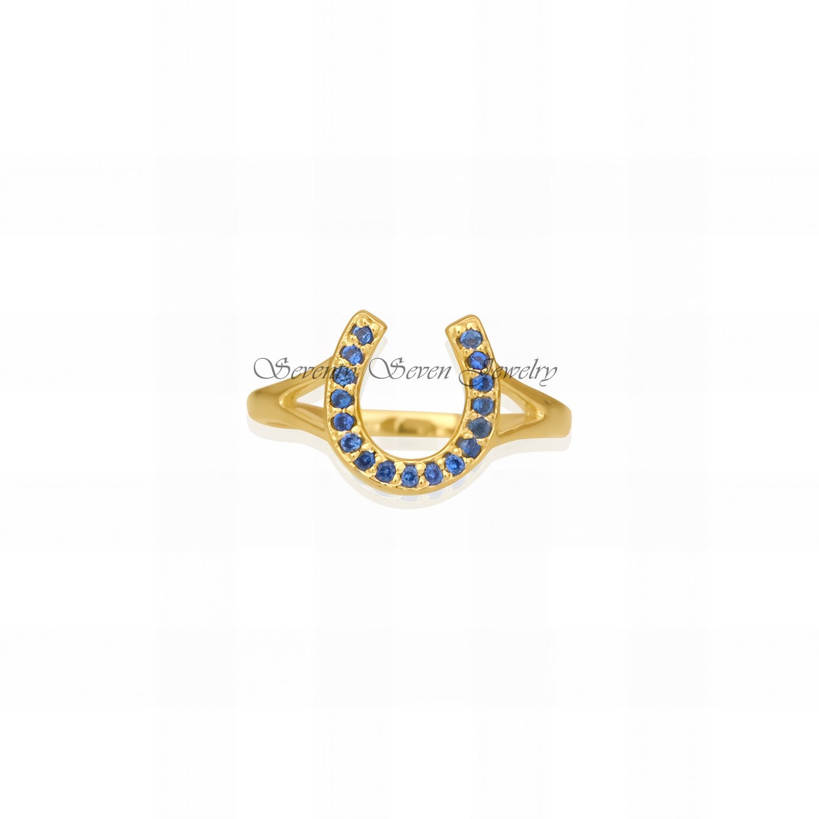 14K Gold Diamond Horseshoe Ring: Lucky Vintage Style - Seventy Seven Jewelry | SKU: SSMJR406-14KYGWGDI-2026 14K Gold Diamond Horseshoe Ring: Lucky Vintage Style - Seventy Seven Jewelry | SKU: SSMJR406-14KYGWGDI-2026