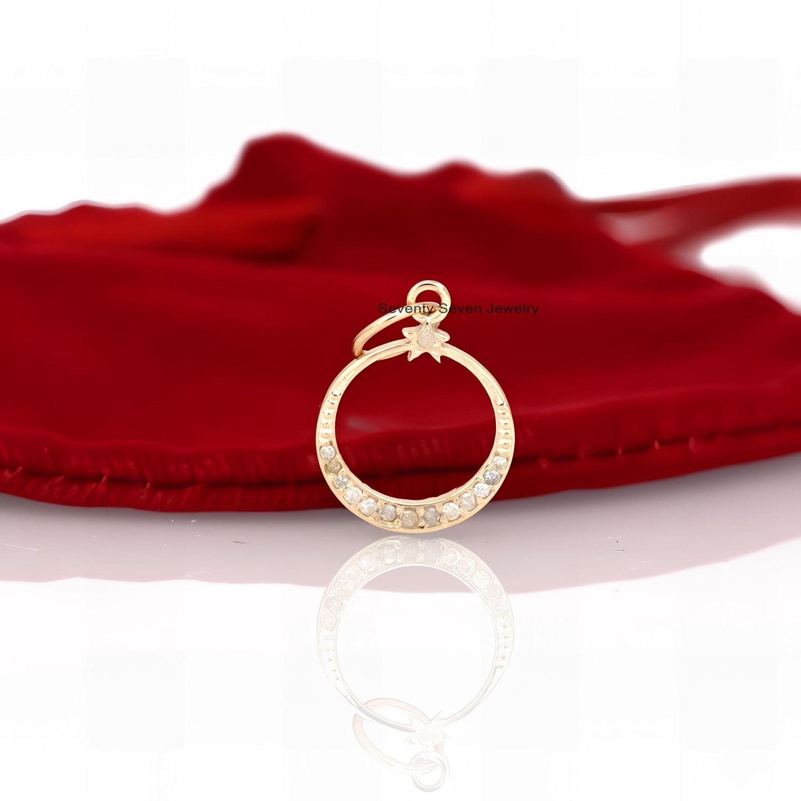 14K Gold Diamond Moon Star Pendant: Dainty Celestial Charm - Seventy Seven Jewelry | SKU: SSMJP618-14KYGDI-2026 14K Gold Diamond Moon Star Pendant: Dainty Celestial Charm - Seventy Seven Jewelry | SKU: SSMJP618-14KYGDI-2026