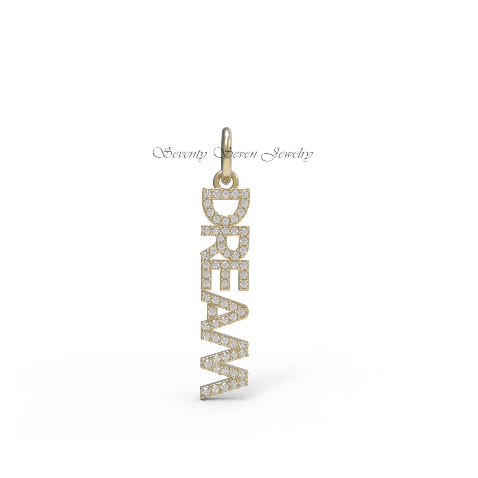 14K Gold Diamond Pendant - Custom Initial Letter Jewelry - Seventy Seven Jewelry | SKU: SSMJP514-14KYGDI-2026 14K Gold Diamond Pendant - Custom Initial Letter Jewelry - Seventy Seven Jewelry | SKU: SSMJP514-14KYGDI-2026