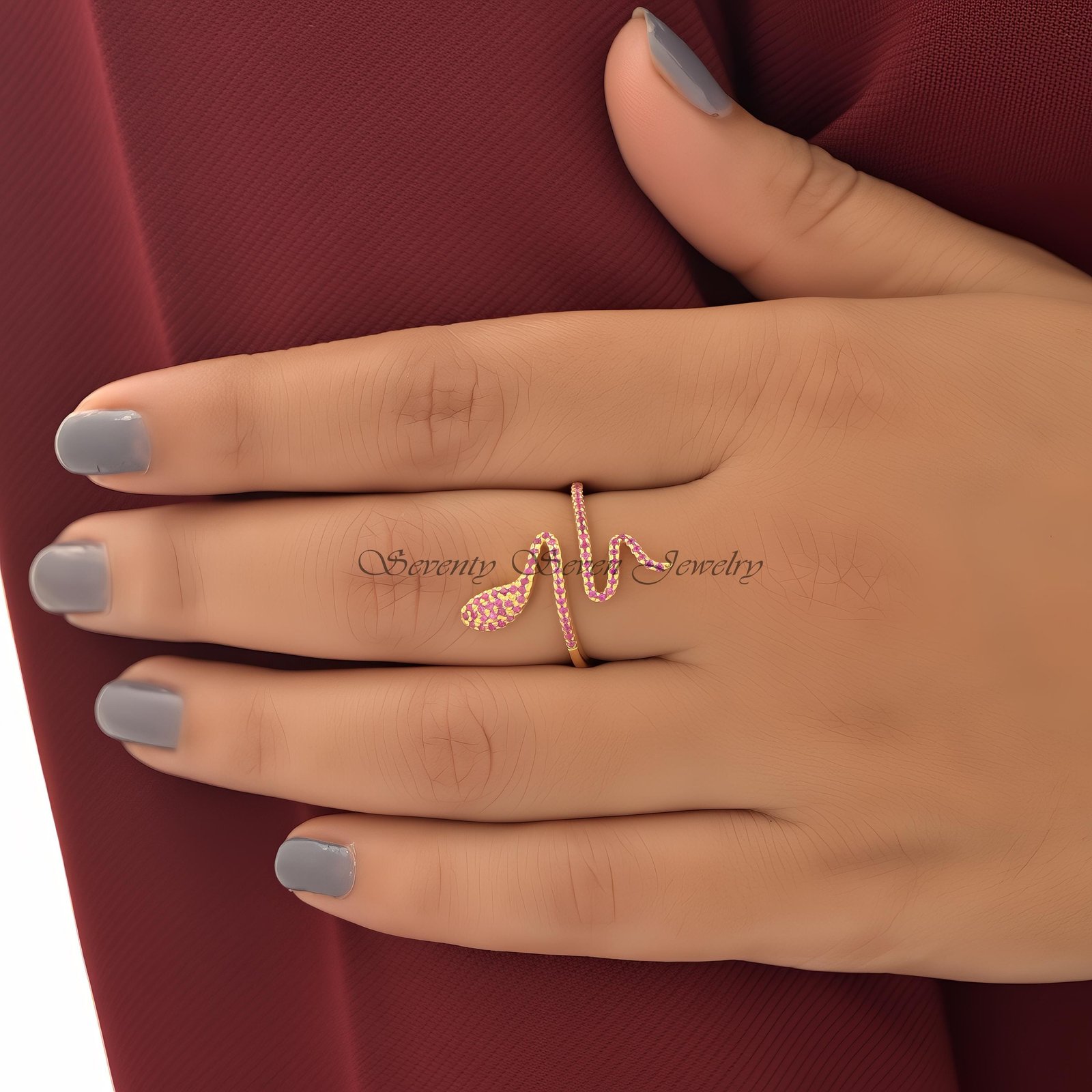 14K Gold Diamond Snake Ring: Pave Serpent Style - View 3 - Seventy Seven Jewelry | SKU: SSMJR346-SLNSPSP-2026 14K Gold Diamond Snake Ring: Pave Serpent Style - View 3 - Seventy Seven Jewelry | SKU: SSMJR346-SLNSPSP-2026