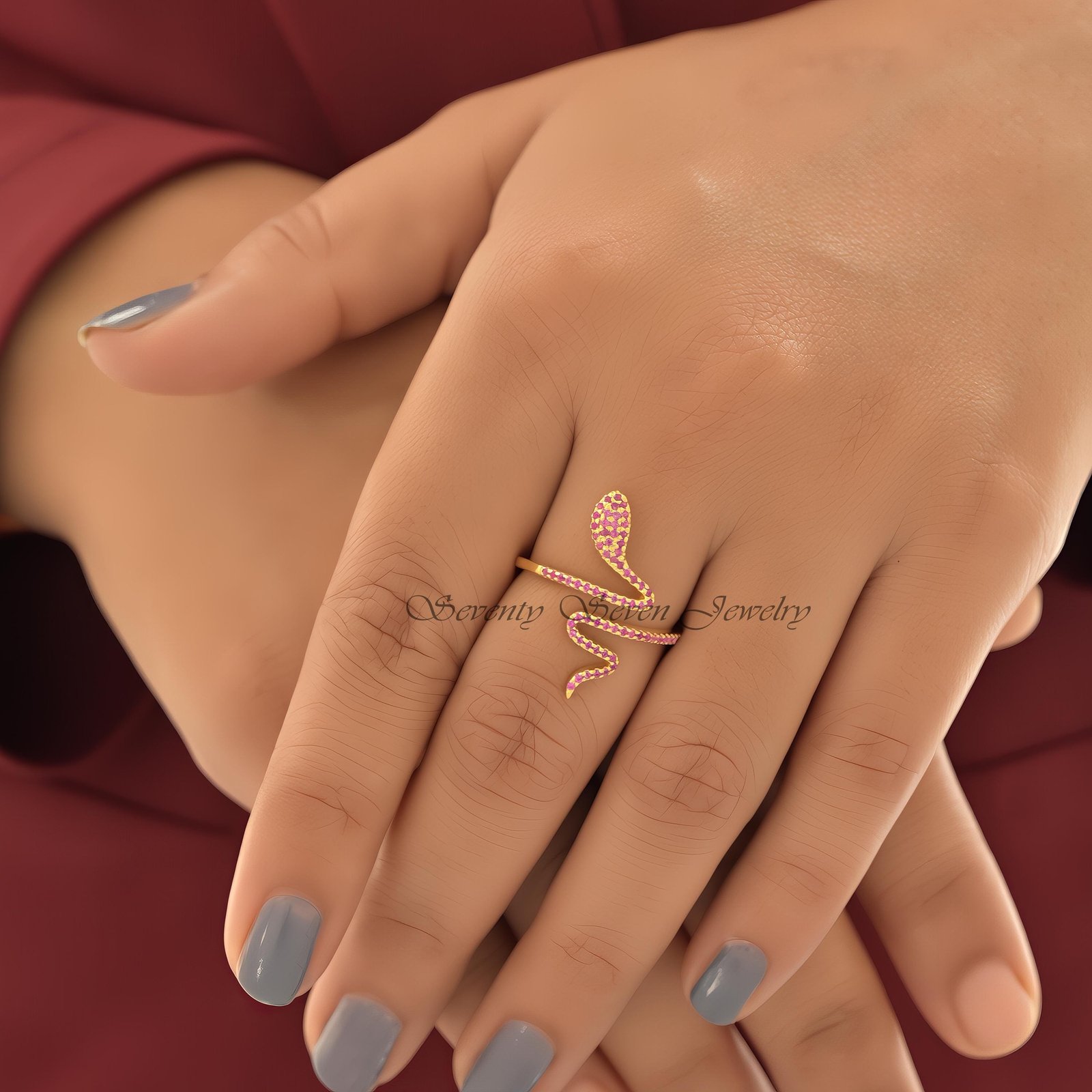 14K Gold Diamond Snake Ring: Pave Serpent Style - View 4 - Seventy Seven Jewelry | SKU: SSMJR346-SLNSPSP-2026 14K Gold Diamond Snake Ring: Pave Serpent Style - View 4 - Seventy Seven Jewelry | SKU: SSMJR346-SLNSPSP-2026