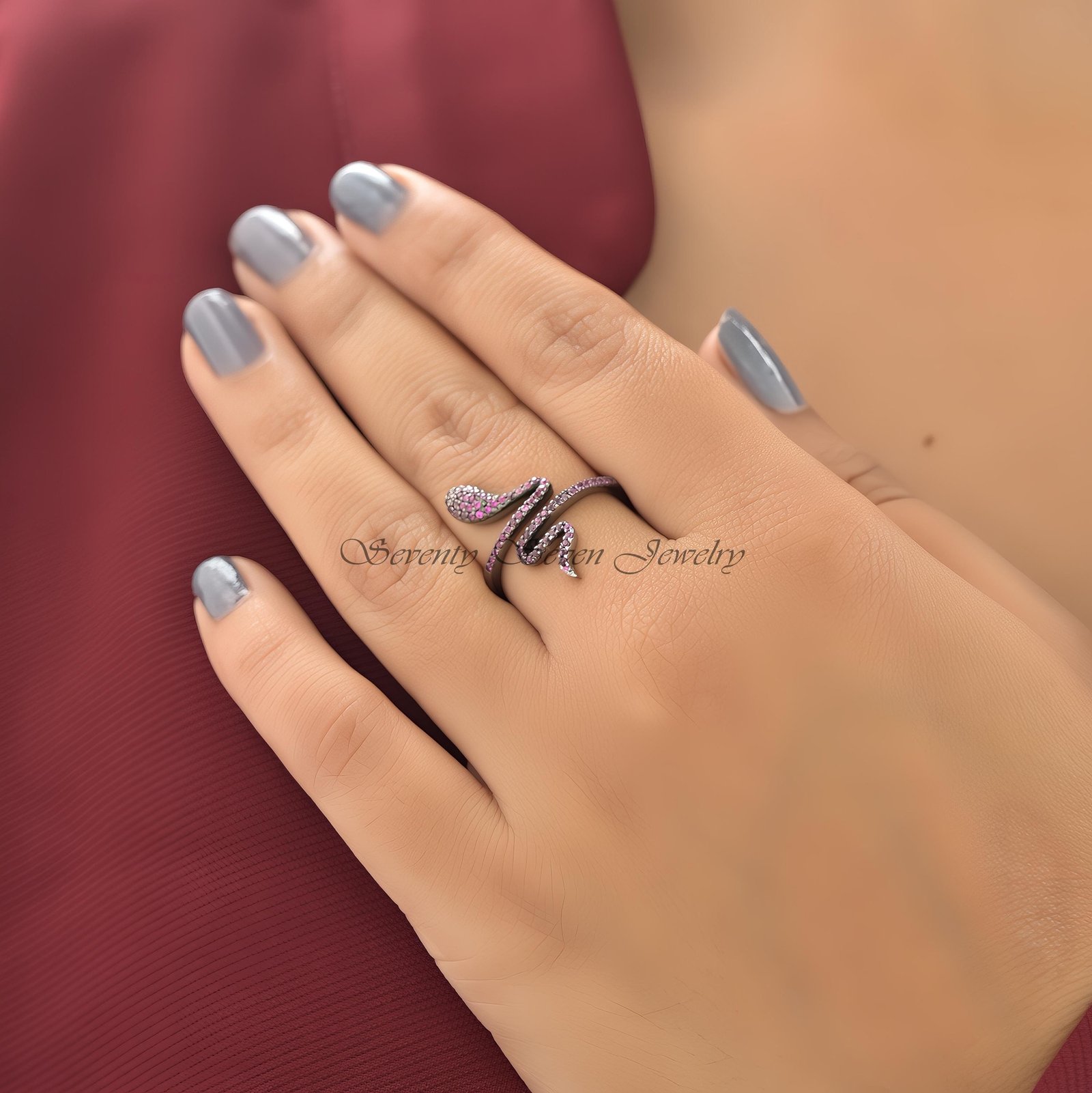 14K Gold Diamond Snake Ring: Pave Serpent Style - View 5 - Seventy Seven Jewelry | SKU: SSMJR346-SLNSPSP-2026 14K Gold Diamond Snake Ring: Pave Serpent Style - View 5 - Seventy Seven Jewelry | SKU: SSMJR346-SLNSPSP-2026