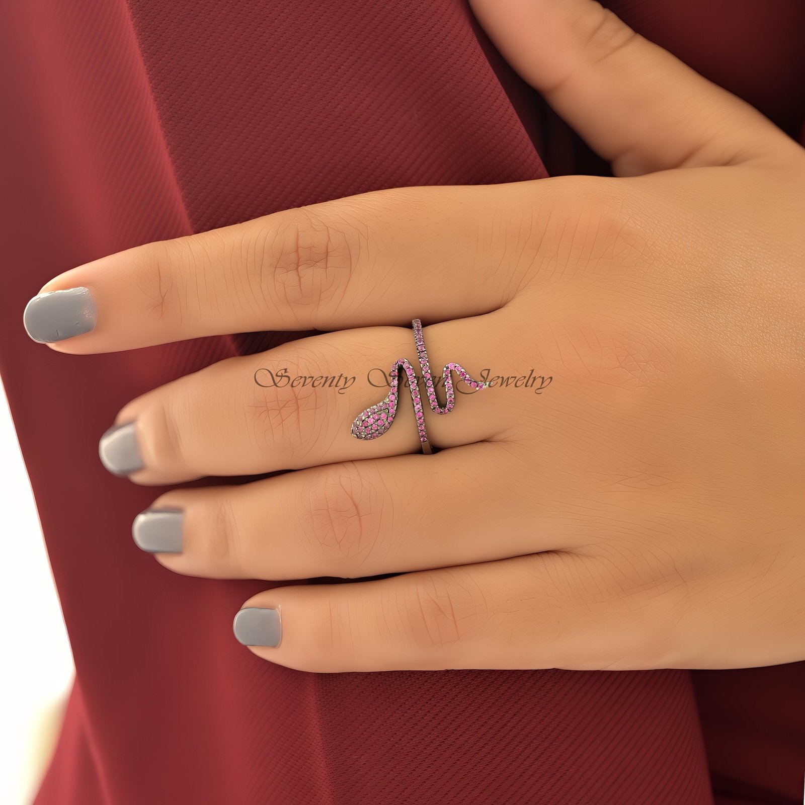 14K Gold Diamond Snake Ring: Pave Serpent Style - View 6 - Seventy Seven Jewelry | SKU: SSMJR346-SLNSPSP-2026 14K Gold Diamond Snake Ring: Pave Serpent Style - View 6 - Seventy Seven Jewelry | SKU: SSMJR346-SLNSPSP-2026