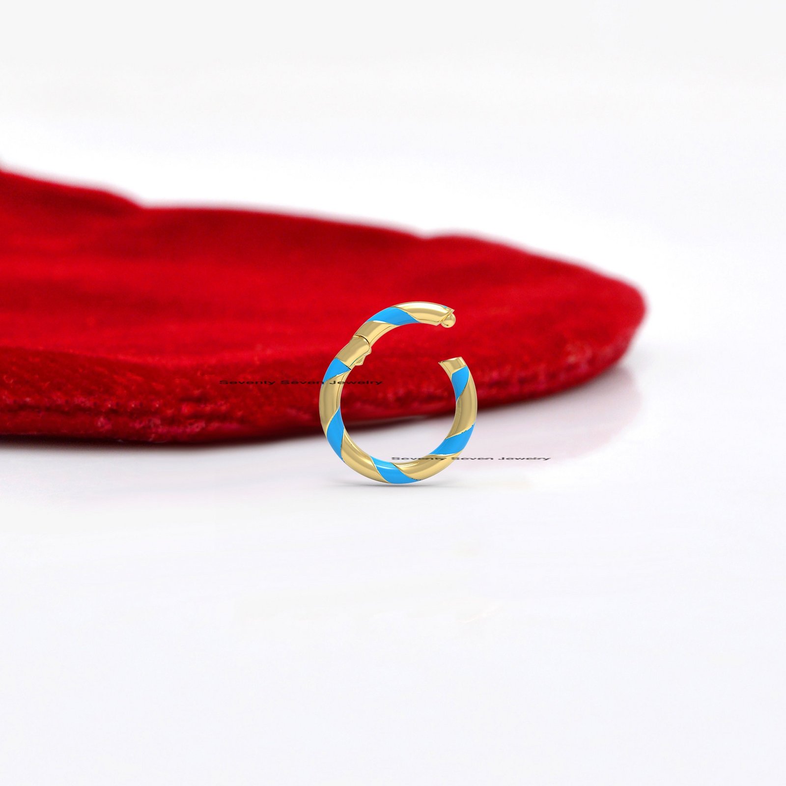 14k Gold Enamel Charm Enhancer: Turquoise Round Pendant Lock - View 5 - Seventy Seven Jewelry | SKU: SSMJH785-14KYGELW-V-2026 14k Gold Enamel Charm Enhancer: Turquoise Round Pendant Lock - View 5 - Seventy Seven Jewelry | SKU: SSMJH785-14KYGELW-V-2026