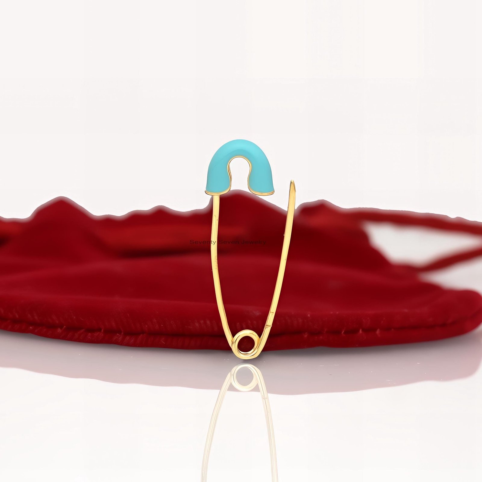 14k Gold Enamel Safety Pin Pendant: Charm Holder Brooch - Seventy Seven Jewelry | SKU: SSMJP903-14KYGELP-1-2026 14k Gold Enamel Safety Pin Pendant: Charm Holder Brooch - Seventy Seven Jewelry | SKU: SSMJP903-14KYGELP-1-2026