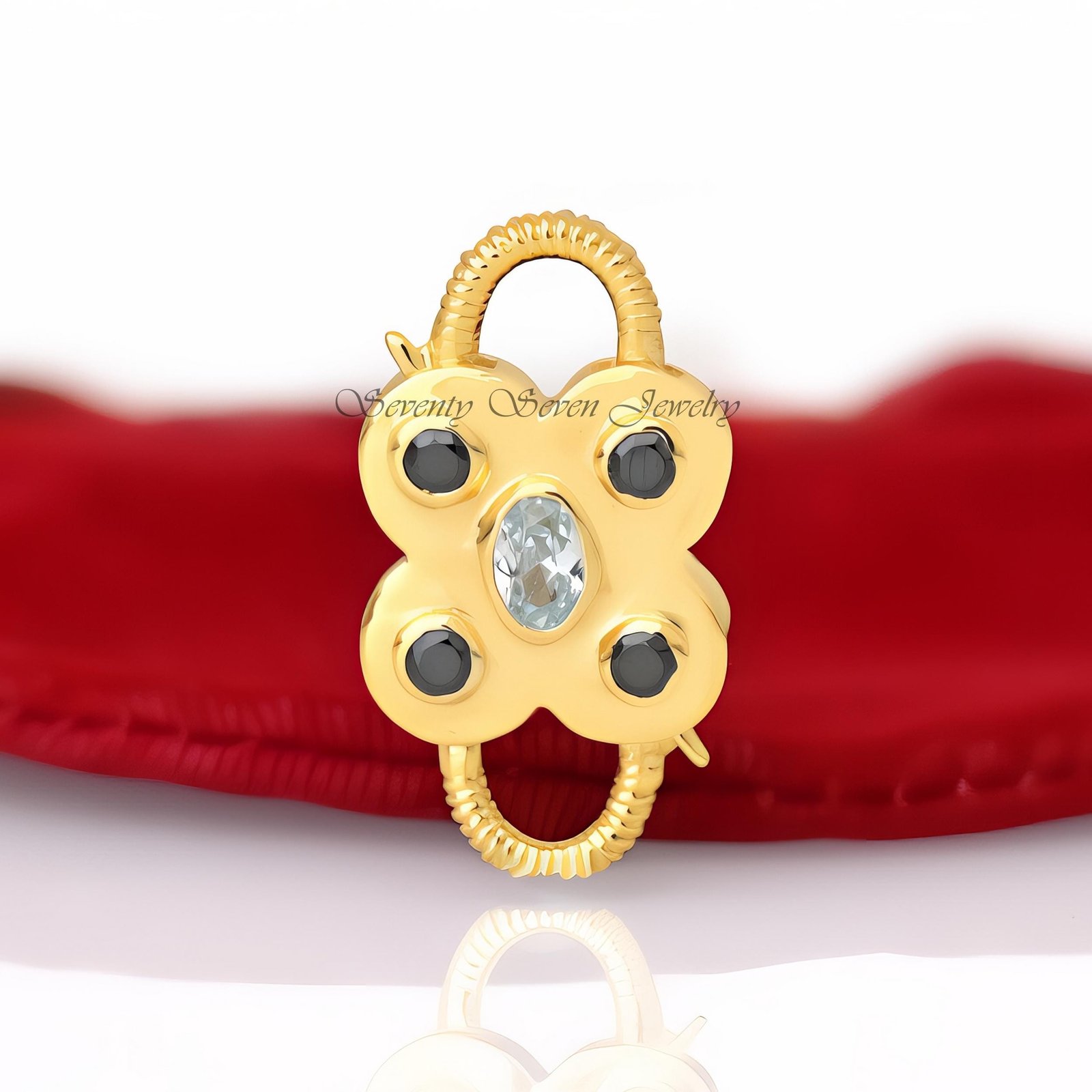 14K Gold Gemstone Floral Padlock: Vintage Designer Pendant (30*16 MM) - Seventy Seven Jewelry | SKU: SSMJP65-14KYGPQGQ-2026 14K Gold Gemstone Floral Padlock: Vintage Designer Pendant (30*16 MM) - Seventy Seven Jewelry | SKU: SSMJP65-14KYGPQGQ-2026