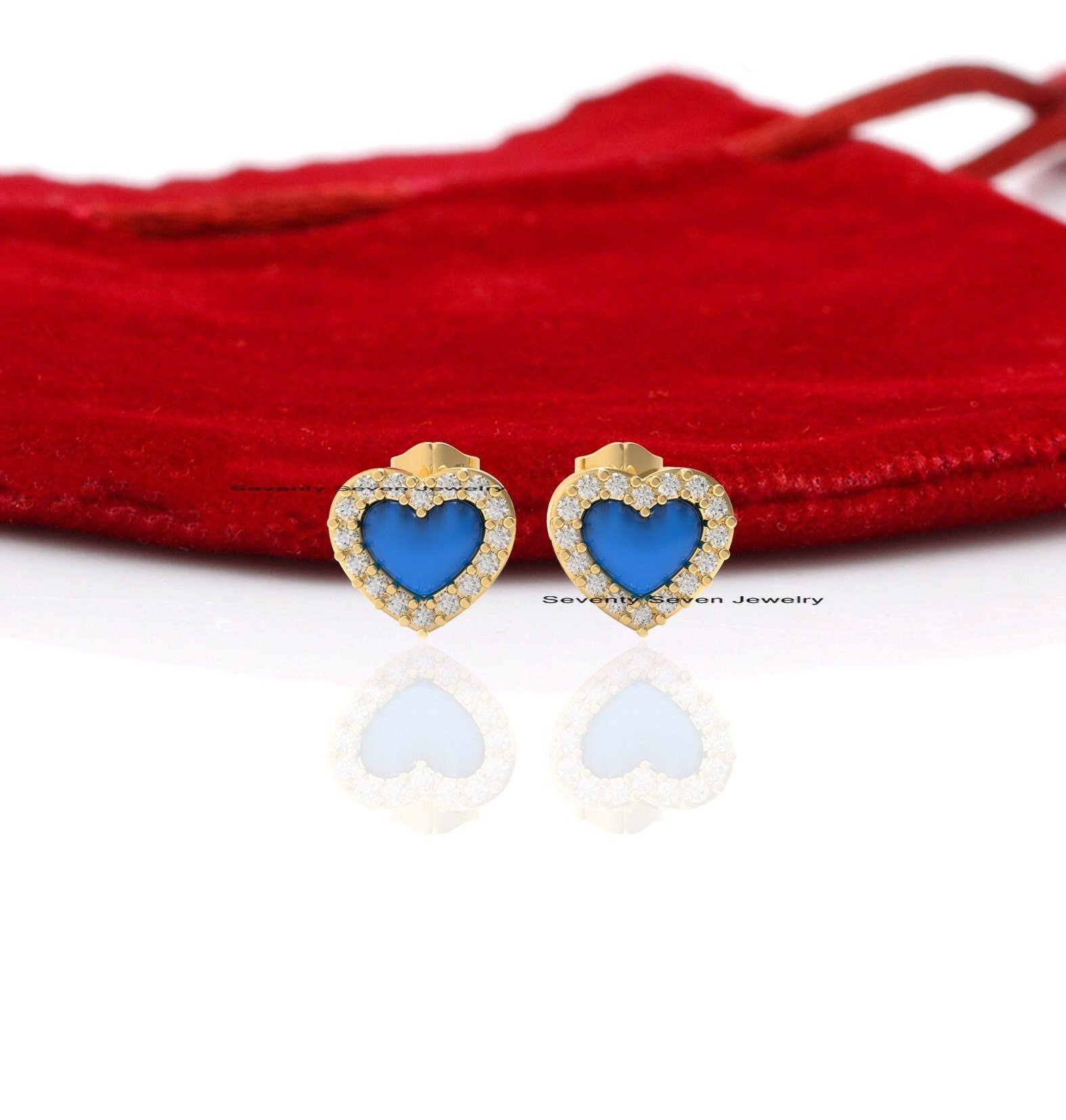 14K Gold Gemstone Heart Studs: 7mm Earrings - Seventy Seven Jewelry | SKU: SSMJE367-14KYGDITQ-2026 14K Gold Gemstone Heart Studs: 7mm Earrings - Seventy Seven Jewelry | SKU: SSMJE367-14KYGDITQ-2026