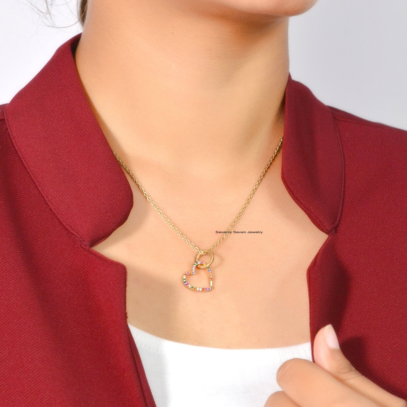 14K Gold Heart Charm Enhancer: SI-GH Lab Diamond Link - Seventy Seven Jewelry | SKU: SSMJH536-14KYGCZ,SSMJH536-14KYGMN,SSMJH5 14K Gold Heart Charm Enhancer: SI-GH Lab Diamond Link - Seventy Seven Jewelry | SKU: SSMJH536-14KYGCZ,SSMJH536-14KYGMN,SSMJH5