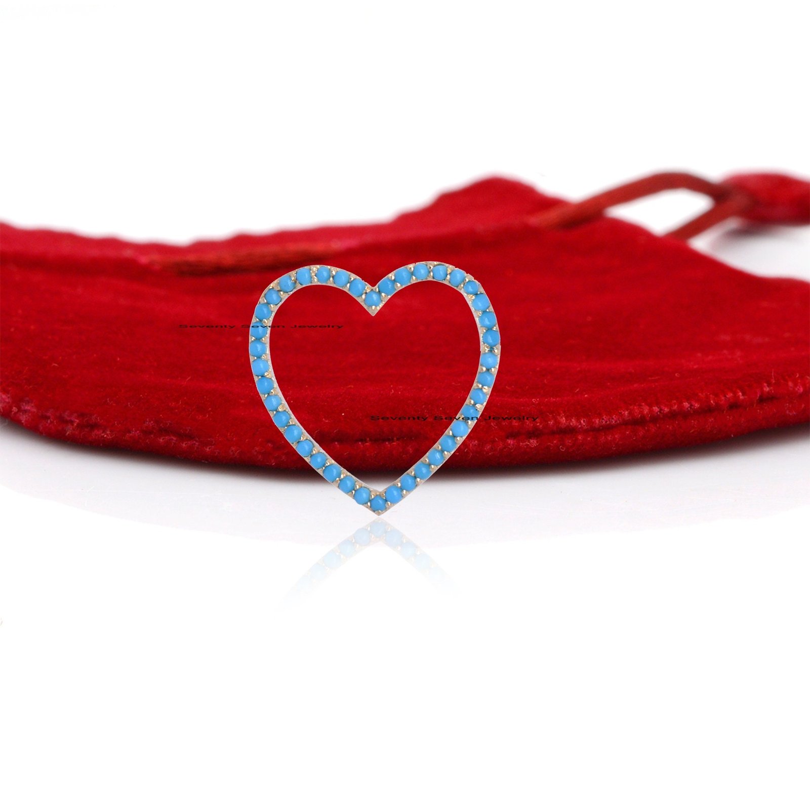 14K Gold Heart Pendant Necklace: Turquoise Charm Holder - View 6 - Seventy Seven Jewelry | SKU: SSMJP530-14KYGTQ-N41-18I-2026 14K Gold Heart Pendant Necklace: Turquoise Charm Holder - View 6 - Seventy Seven Jewelry | SKU: SSMJP530-14KYGTQ-N41-18I-2026